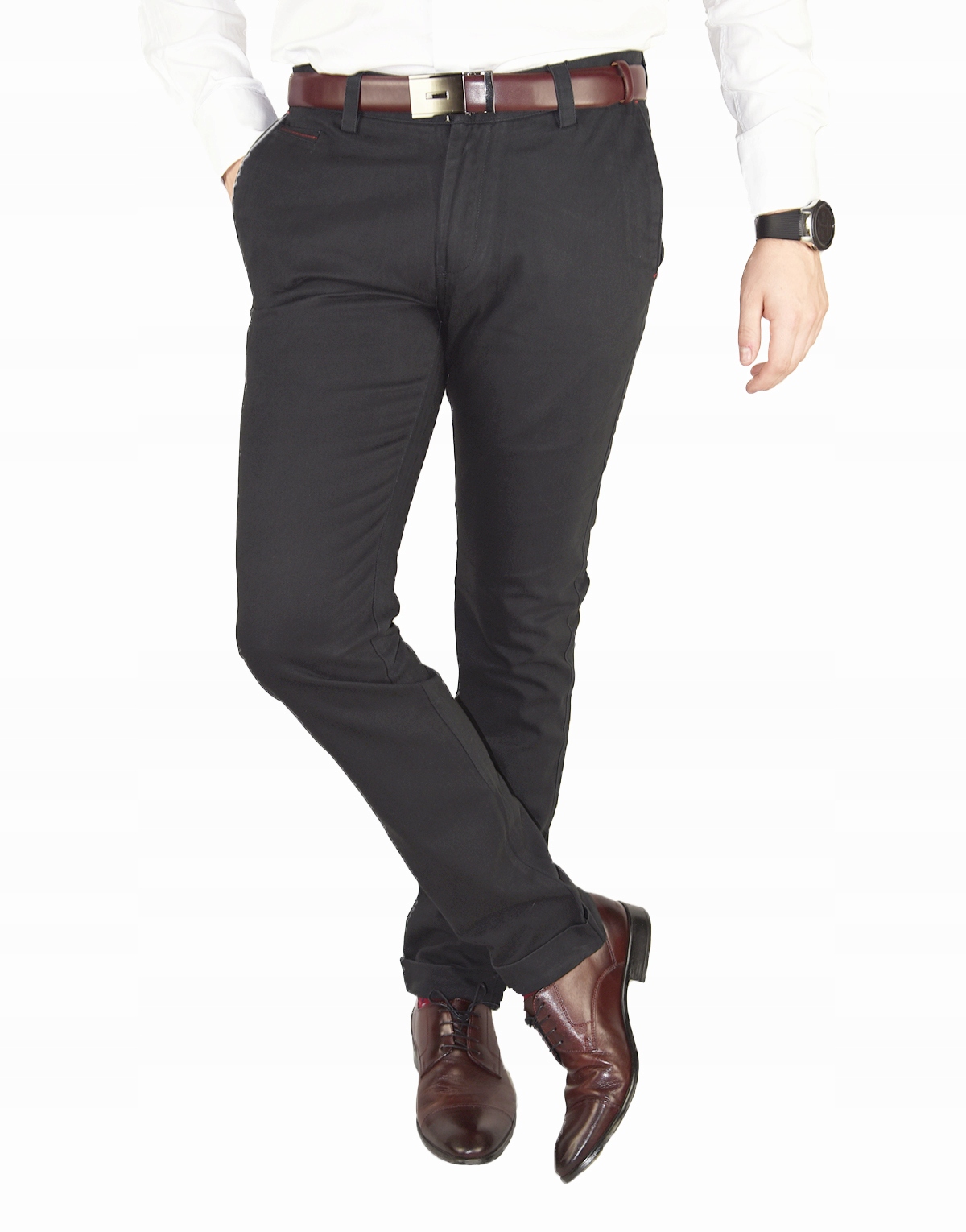 

Spodnie męskie Eleganckie casual W38 L34 Czarne