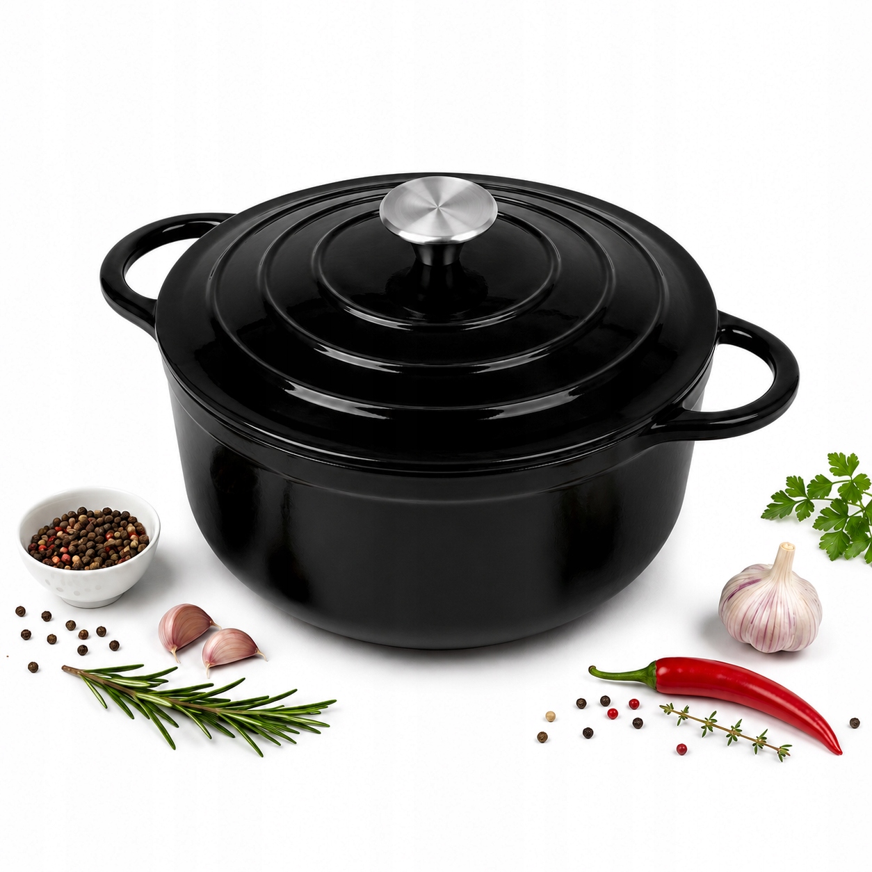 Hrnec 4,2L Smaltovaný Smalt s Víkem Indukce Plynová Trouba 24 cm