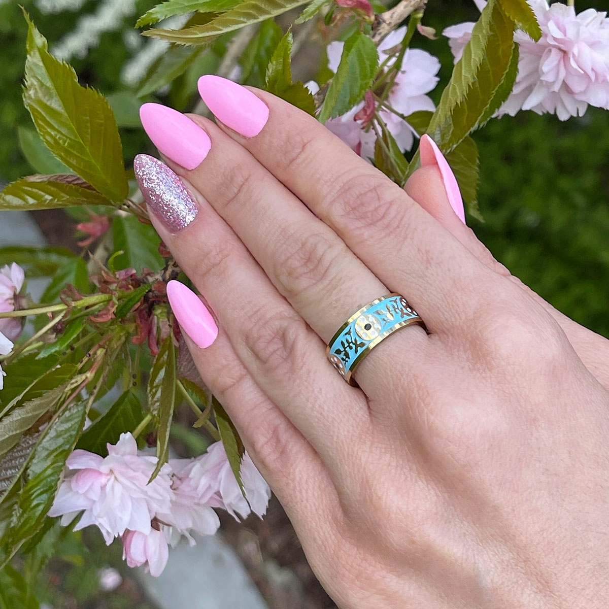 Pierścionek Obrączka IDALIA emalia stal 7 Marka Inna marka