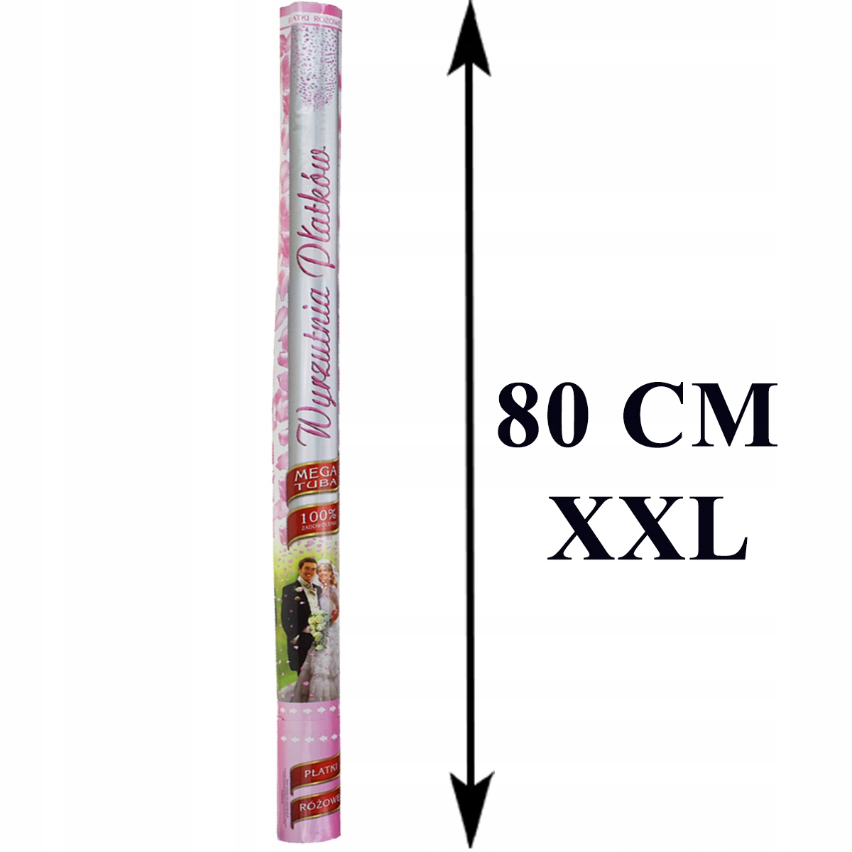 KONFETTI WYRZUTNIA PŁATKÓW RÓŻ TUBA STRZELAJĄCA NA ŚLUB WESELE 80 m RÓŻOWE Kolor wielokolorowy