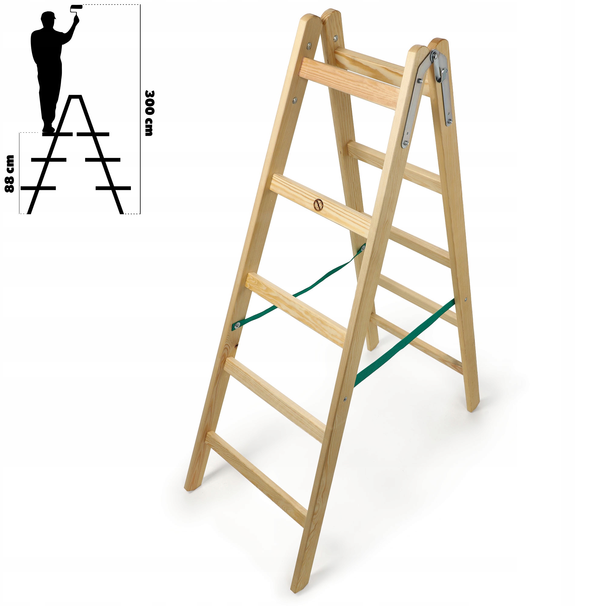 DRABINA DREWNIANA ROZSTAWNA MALARSKA 2x5 SZCZEBLI Materiał drewno