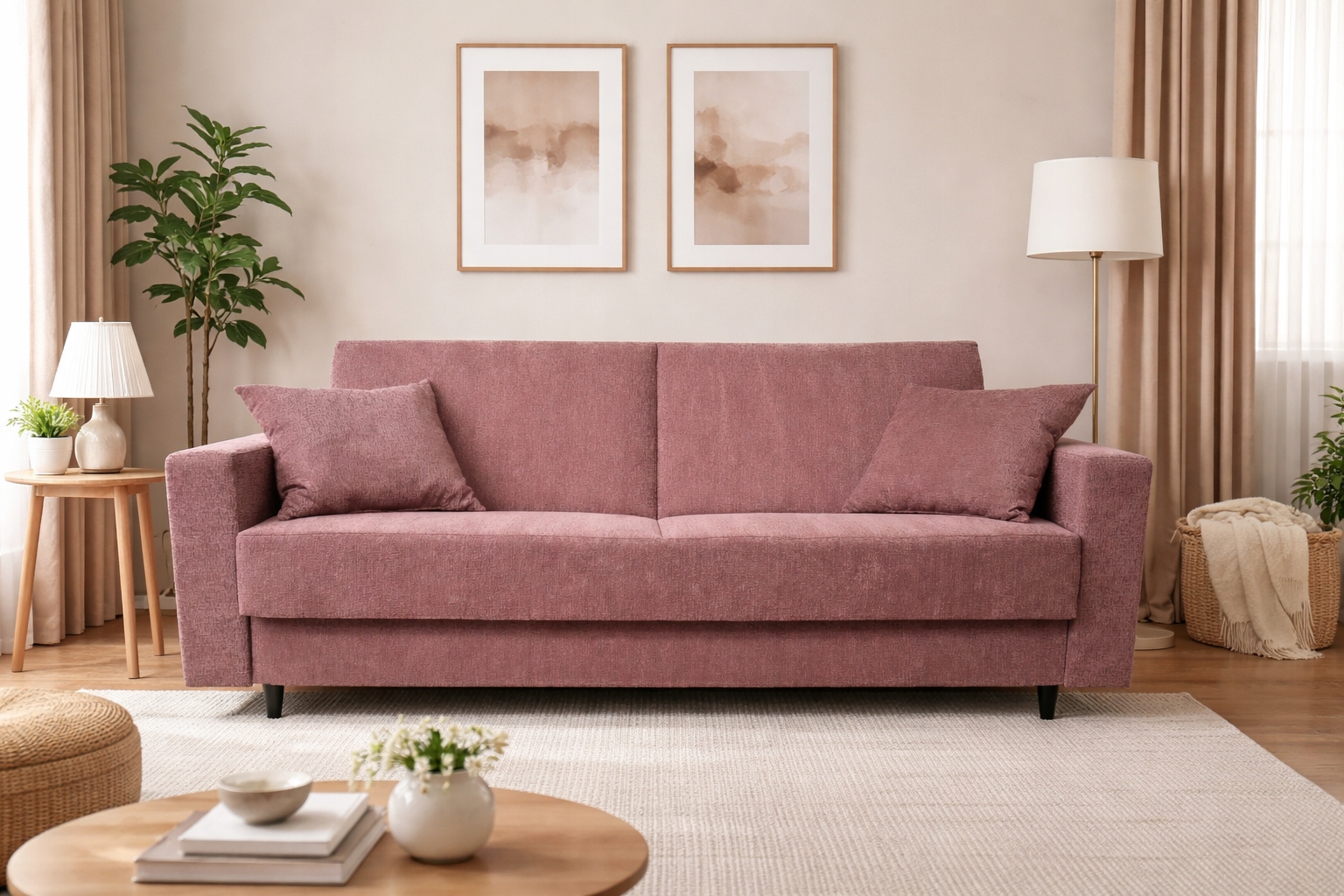 Wersalka kanapa Sofa na sprężynach rozkładana pojemnik tapczan boki poduchy