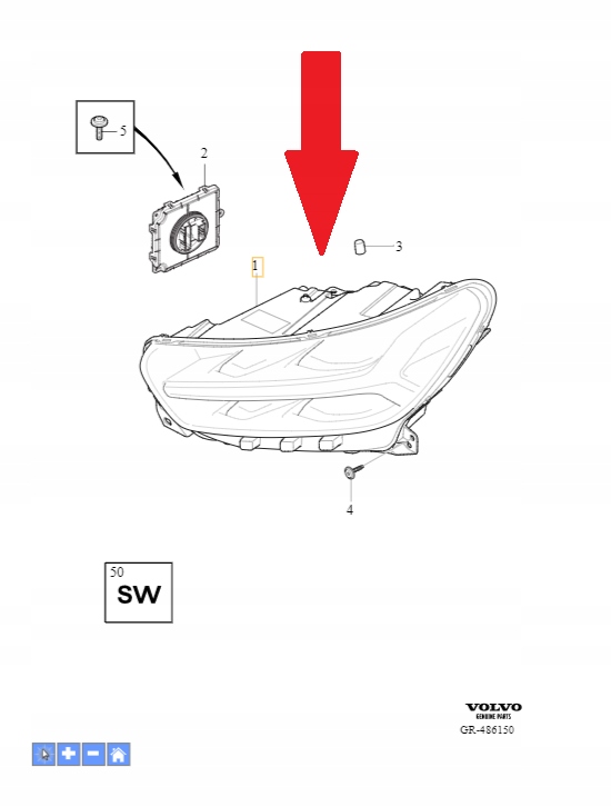 Prawy reflektor Volvo XC40 OE 31655991