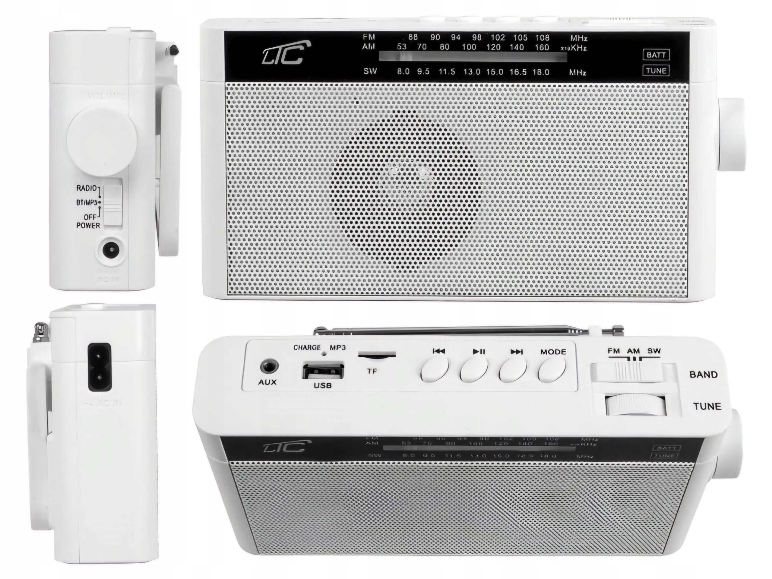 Radio przenośne FM LTC SONA bluetooth USB białe LTC2028B Kod producenta LTC2028B