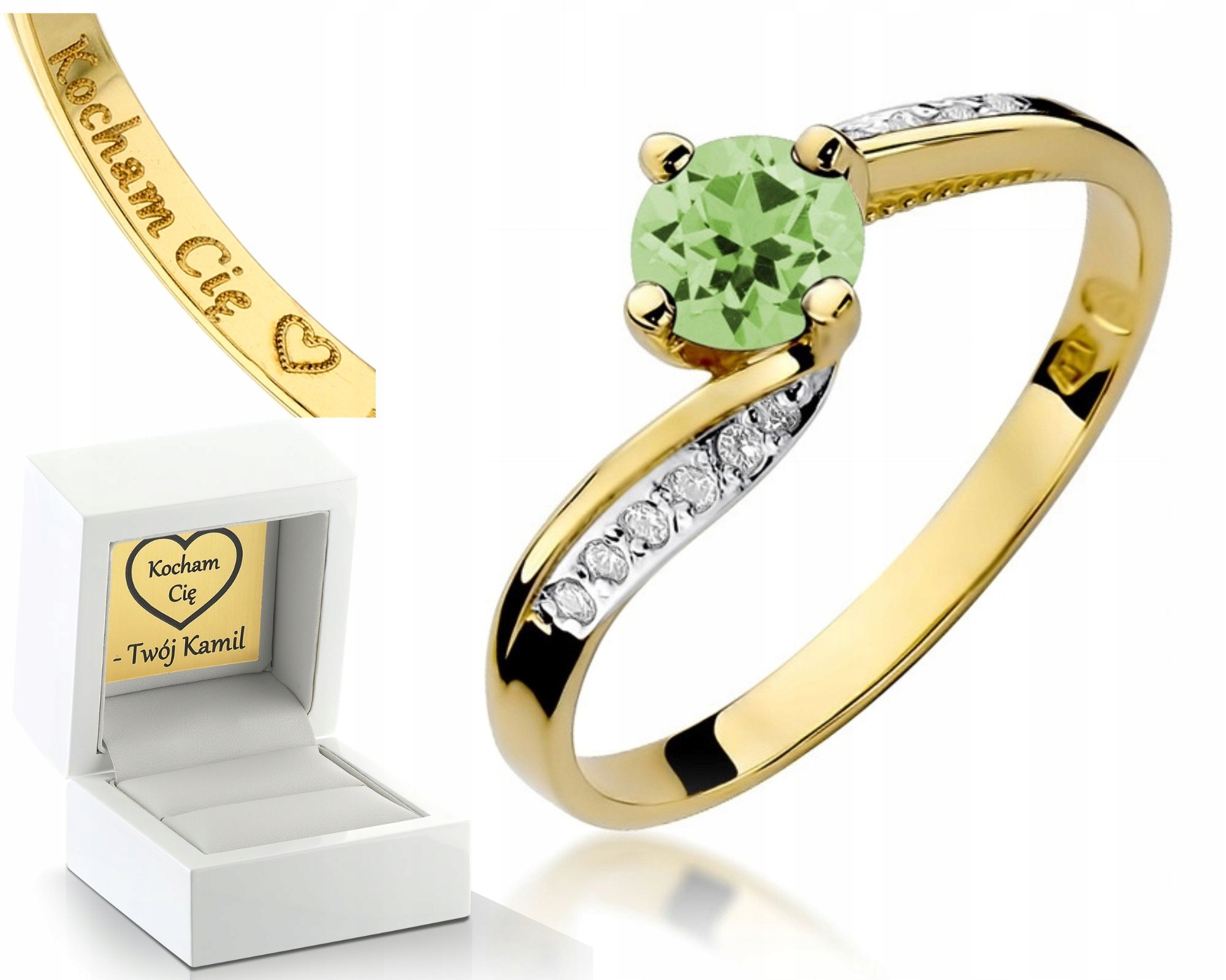 Prstýnek Olivín A Brilianty Gravírování Bonus