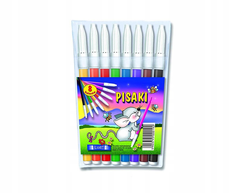 MAZAKI FLAMASTRY PISAKI SZKOLNE 8 KOLORÓW ZESTAW