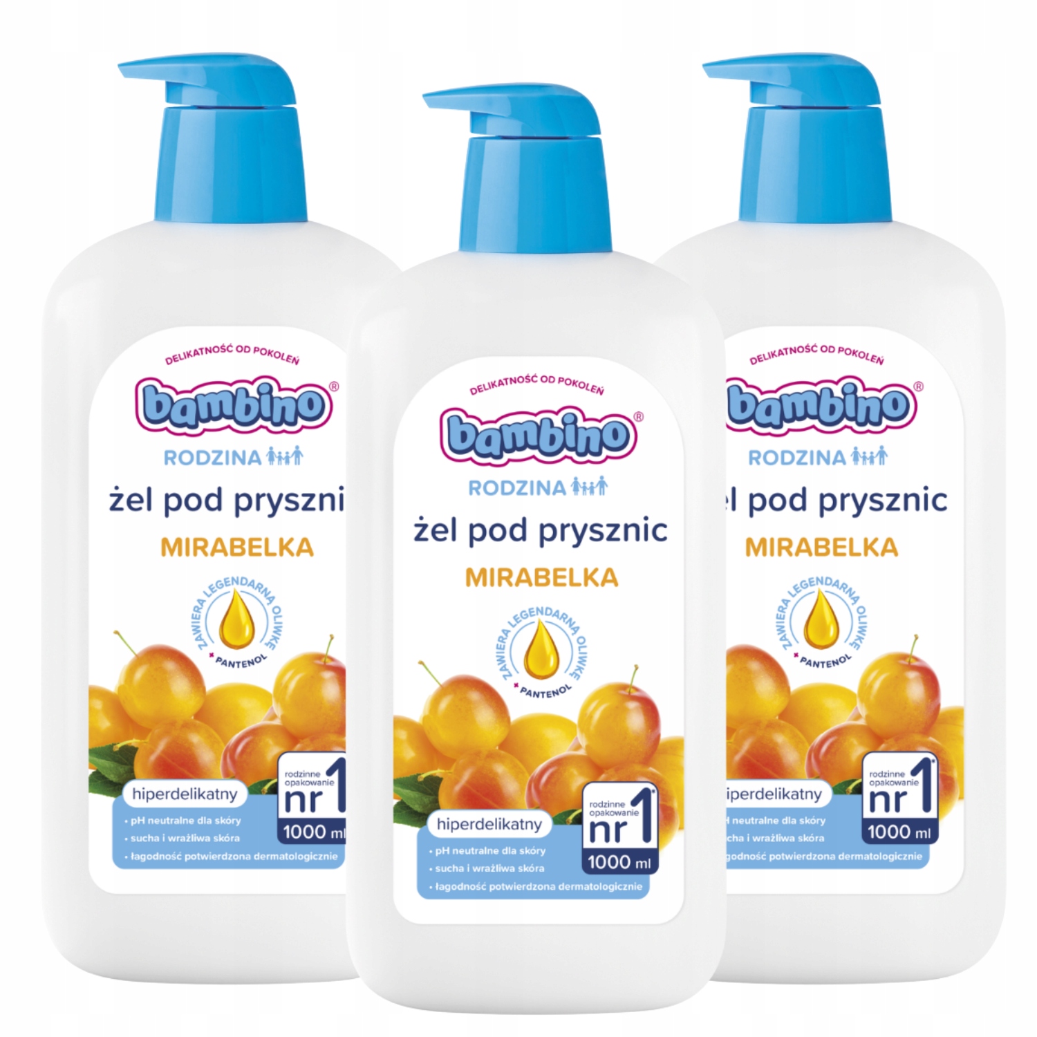 Bambino Rodina Mirabelka Sprchový gel hyperjemný 1000 ml x3