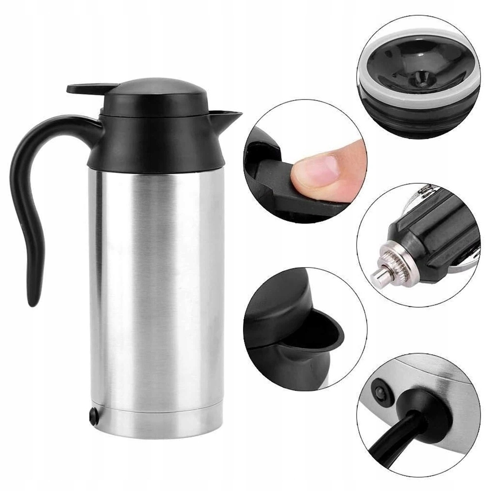 Elektrická Konvice 12V 750 ML S Topením A Izolací Pro Auto