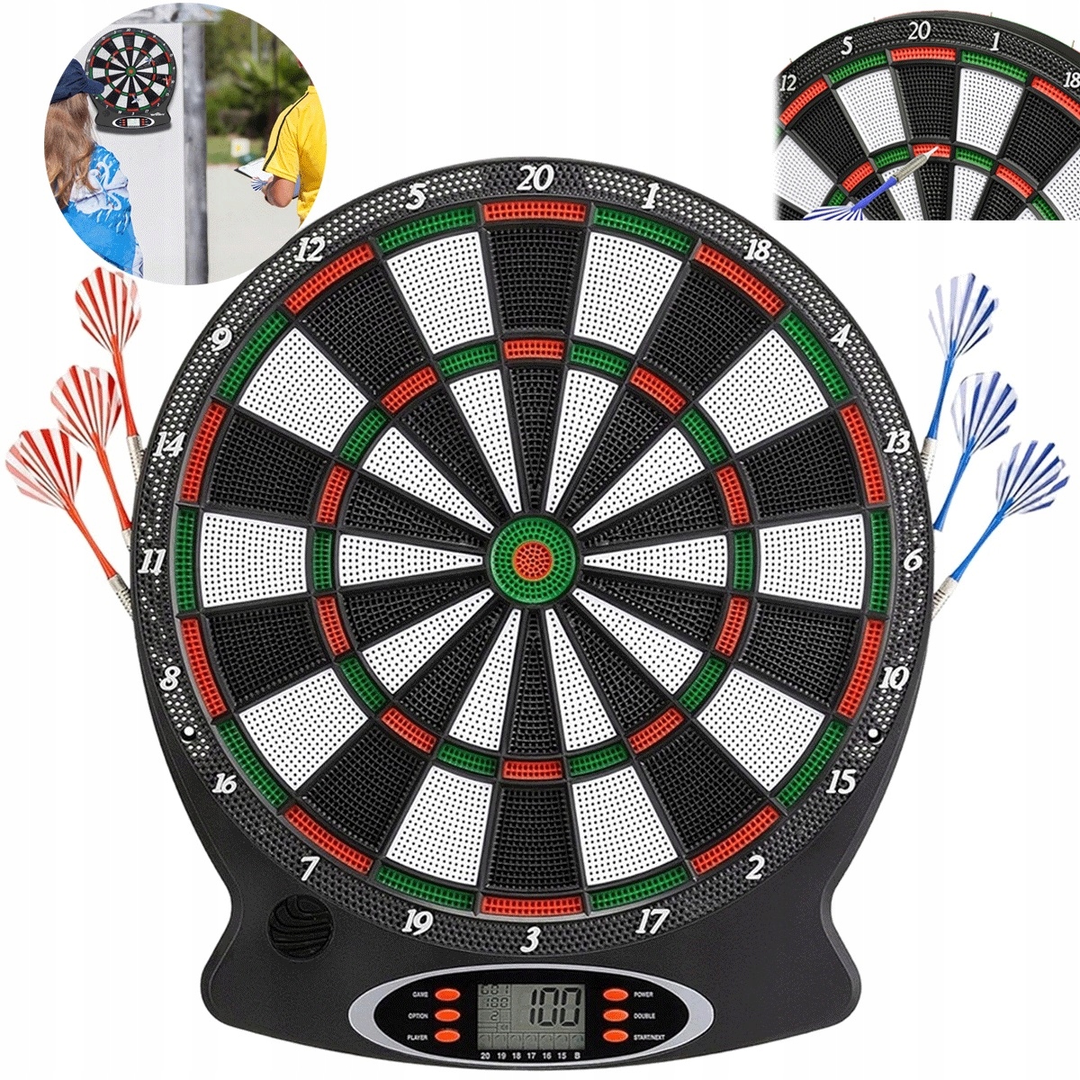28 gier 159 trybów elektroniczna tarcza do darta z 6 strzałkami 12 grotami