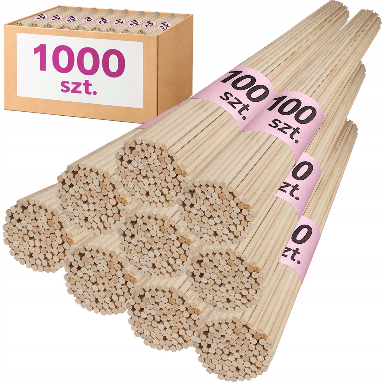 Hrubé tyčinky na cukrovou vatu Bukové tyčinky Kulaté 53 cm 1000 ks