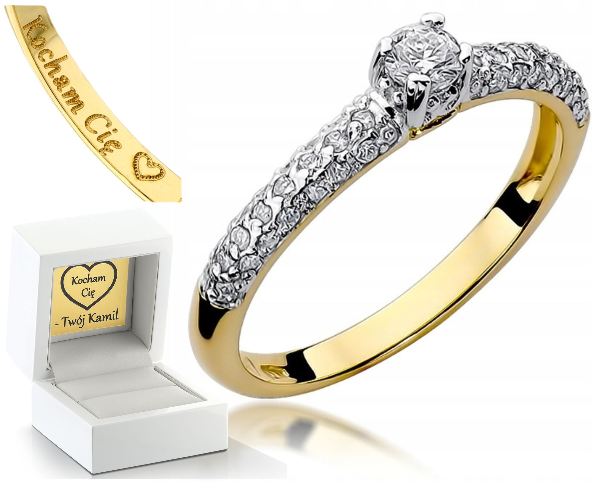 Zlatý Prstýnek S Briliantovým Gravírování