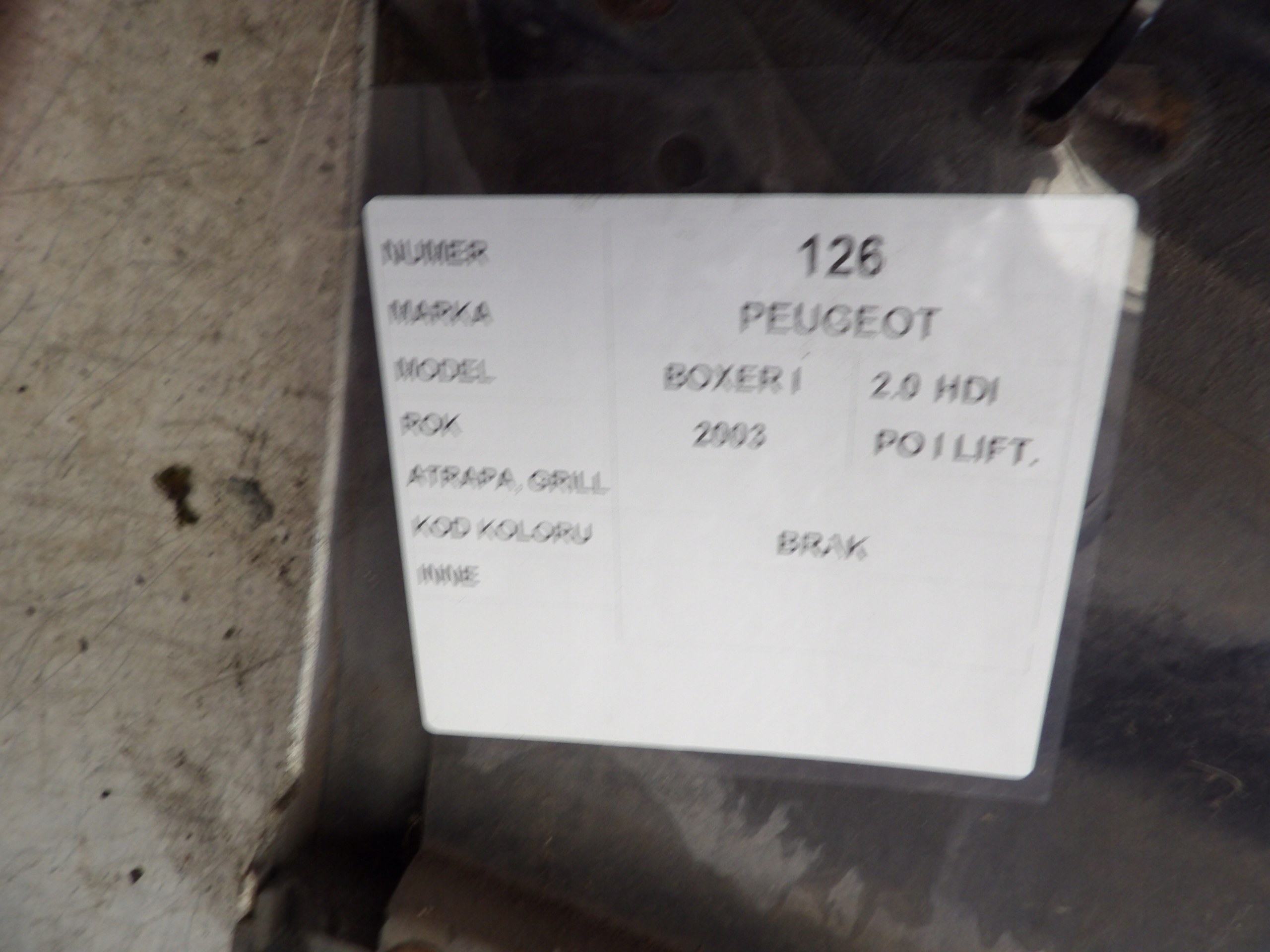Peugeot Boxer e GRIGLIA , Griglia 2,0HDI