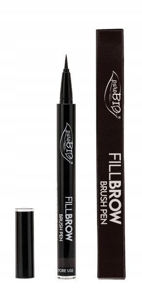 puroBIO tužka na vyplnění obočí s přesným štětečkem 04 Měkká Černá