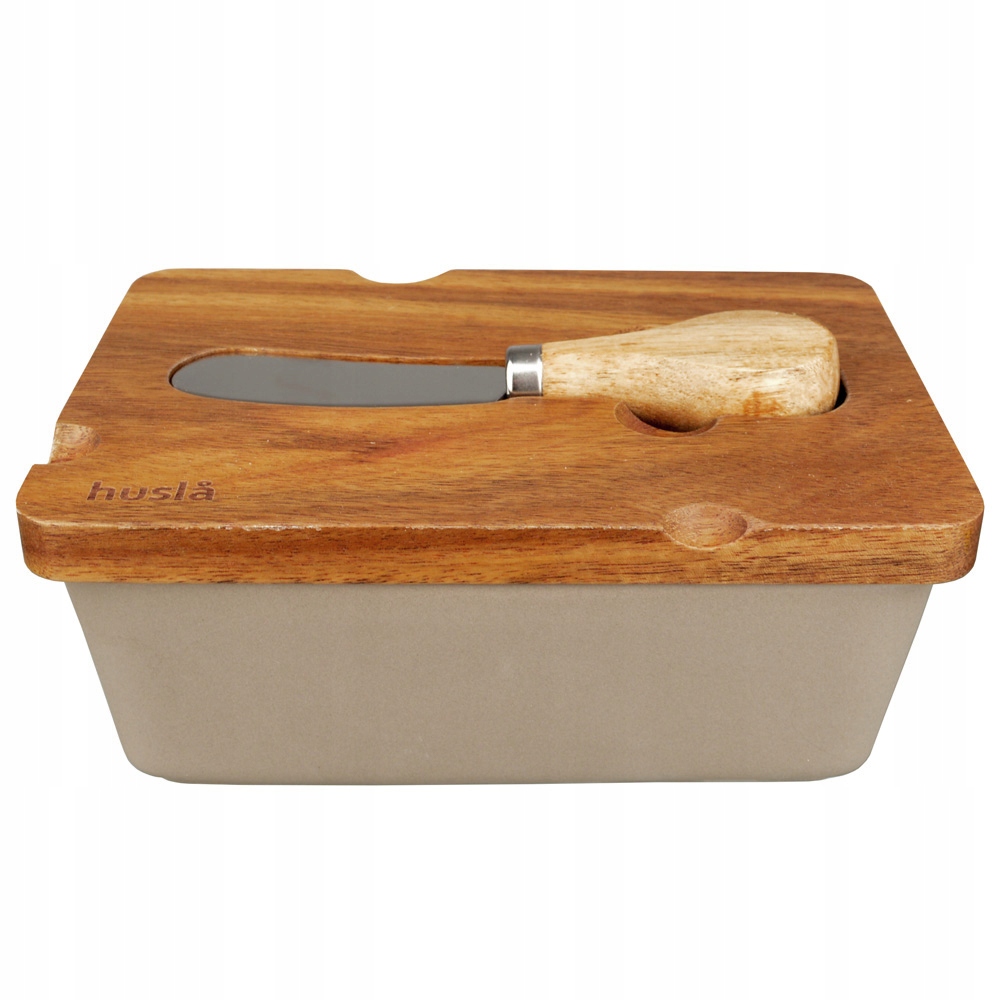 MASELNICZKA CERAMICZNA Z POKRYWKĄ I NOŻYKIEM HUSLA