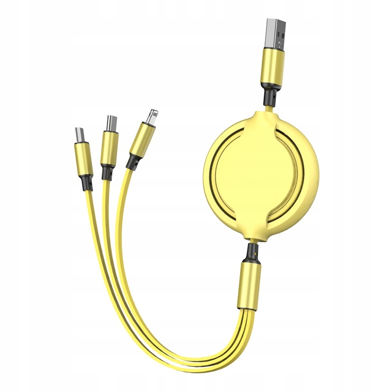 KABEL USB 3W1 ZWIJANY USB-C LIGHTNING MICRO USB TYP C ŁADOWARKA PŁASKI 1M Marka Co2