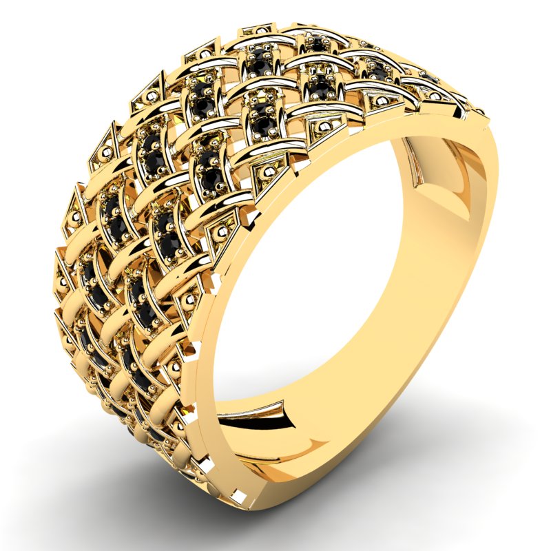 

Pierścionek Złoty Z Czarnymi Cyrkoniami 14KR