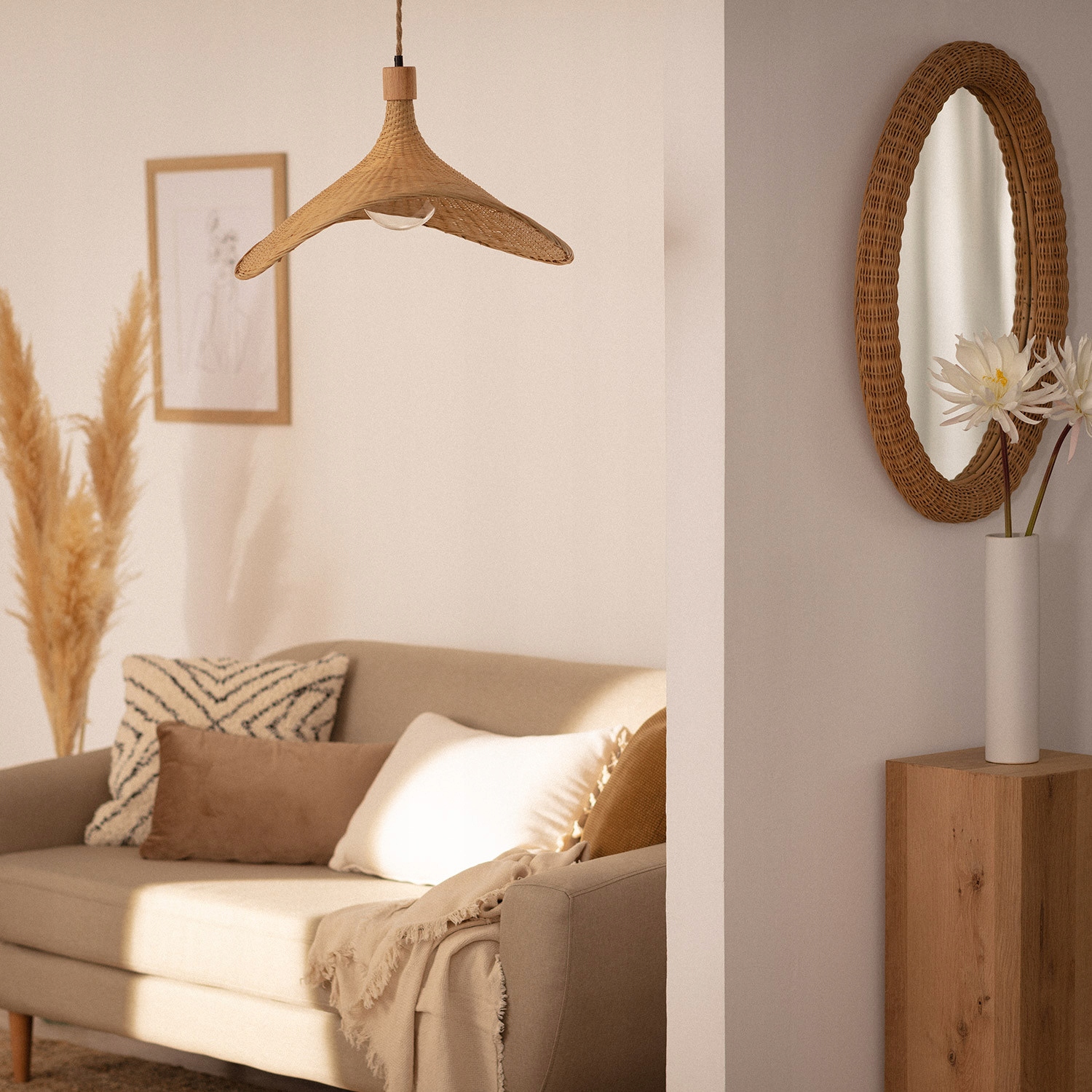 Nowoczesna lampa wisząca naturalna boho 1xE27 EAN (GTIN) 5905567800986