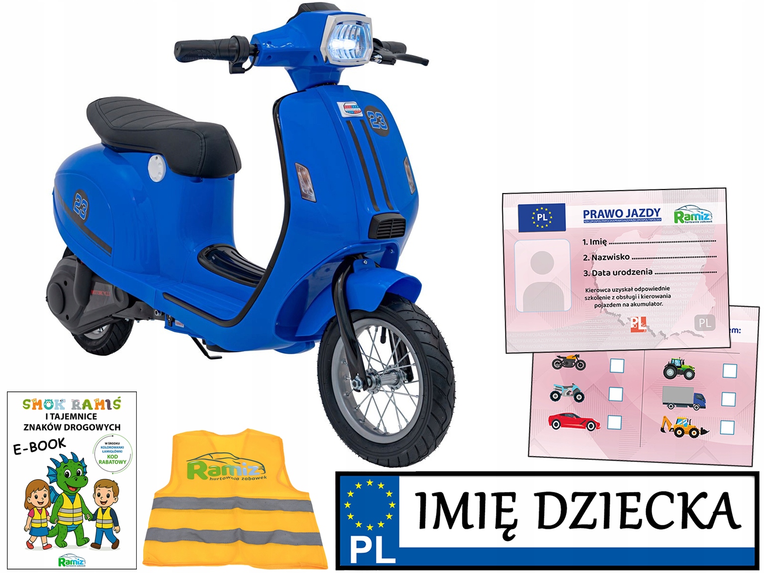 Retro Skuter dla dzieci kultowy Motorek na akumulator Retro 23 stylowy