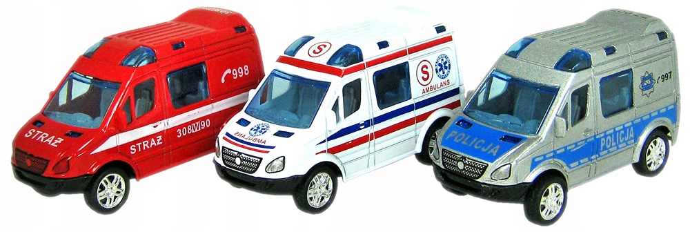 auto metalowe 3szt. POJAZDY UPRZYWILEJOWANE MINI VAN HKG069 — 3