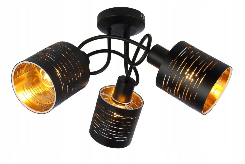 Stropná lampa Tunno 3-bodová čierna, moderná, do obývačky a kancelárie