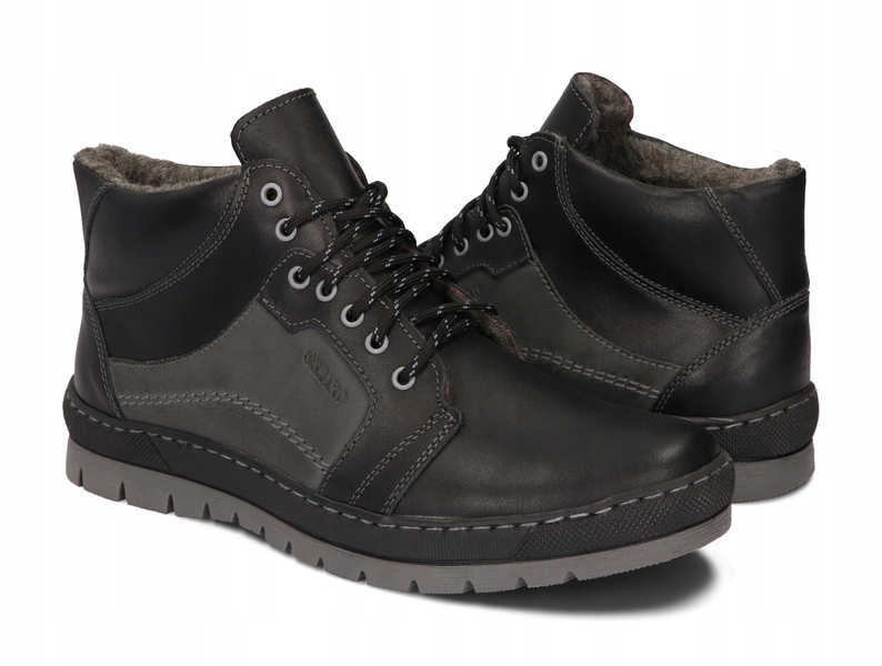 TRZEWIKI ZIMOWE BUTY POLSKIE SKÓRA 171 CZARNY 46 Oryginalne opakowanie producenta pudełko