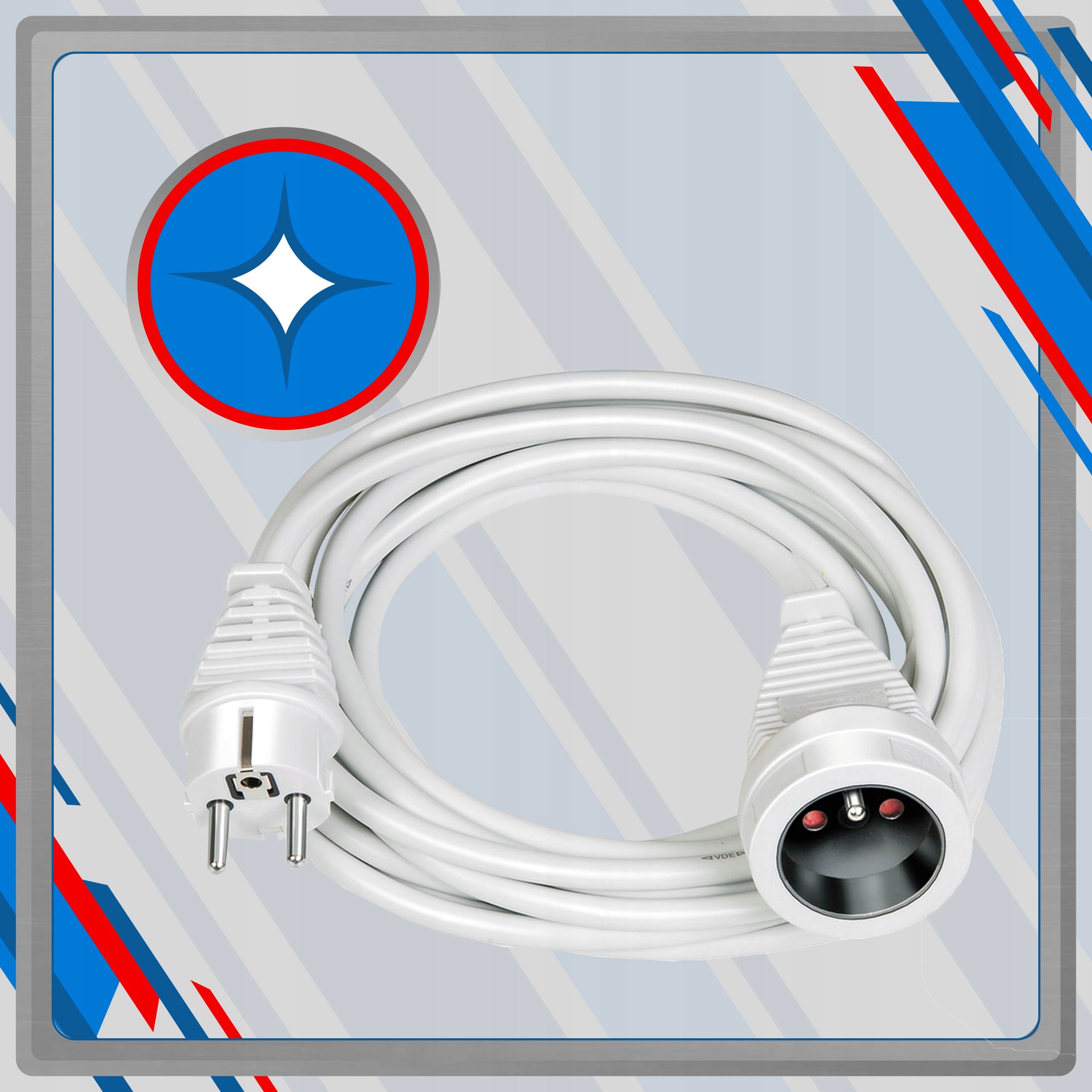 PRZEDŁUŻACZ 10m BRENNENSTUHL pojedyńczy BIAŁY do DOMU i BIURA ELASTYCZNY Model 1168464