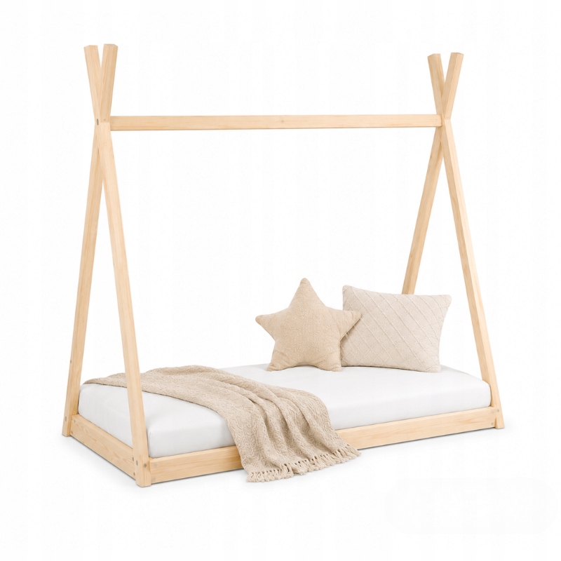 Łóżko dziecięce domek 150x74cm cm Tipi drewniane stelaż Natural Home