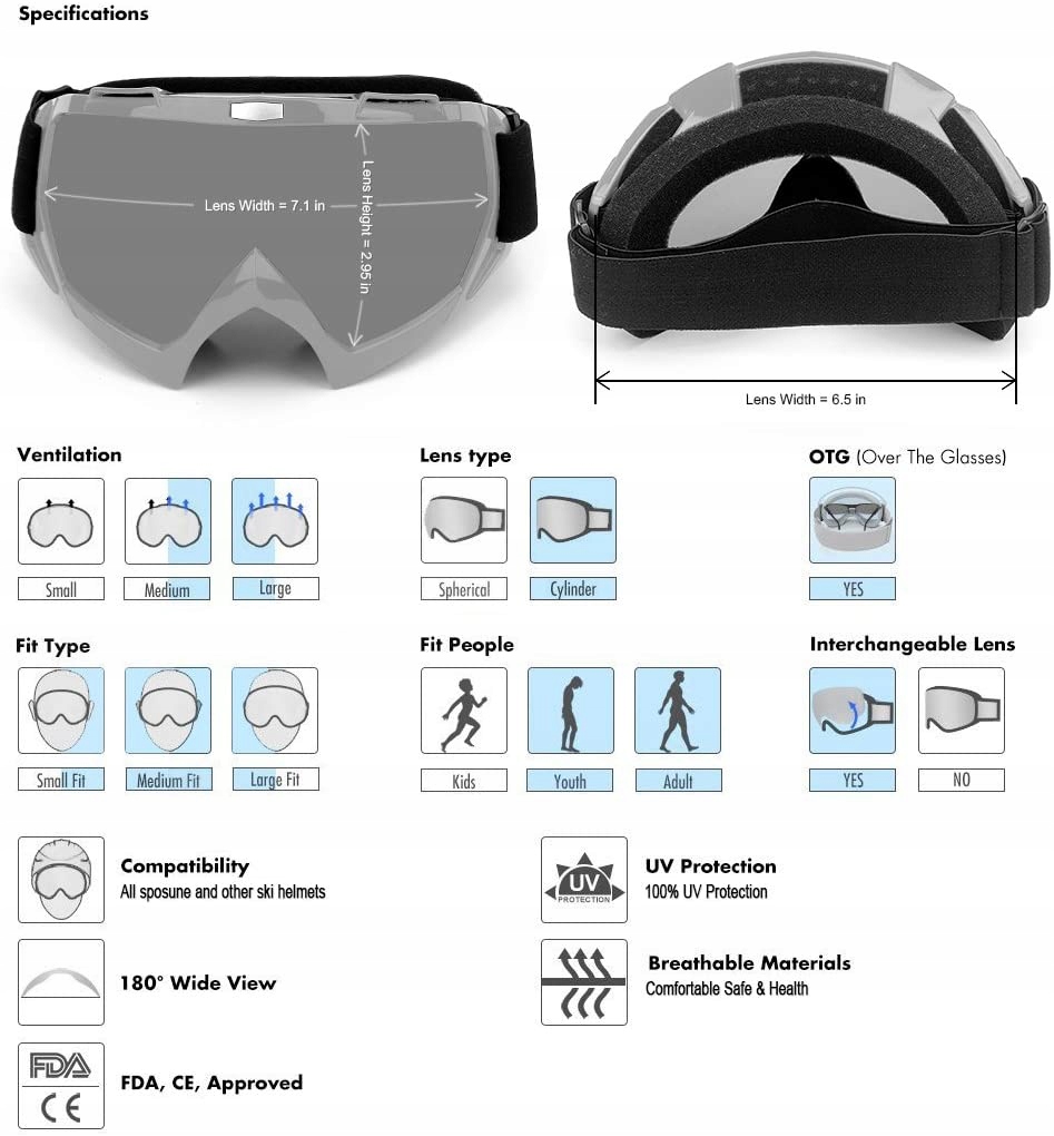 KASK MOTOCYKLOWY RETRO GOGLE MOTOR CROSS ATV MX UV400 GOGLE NARCIARSKIE Typ cross/enduro