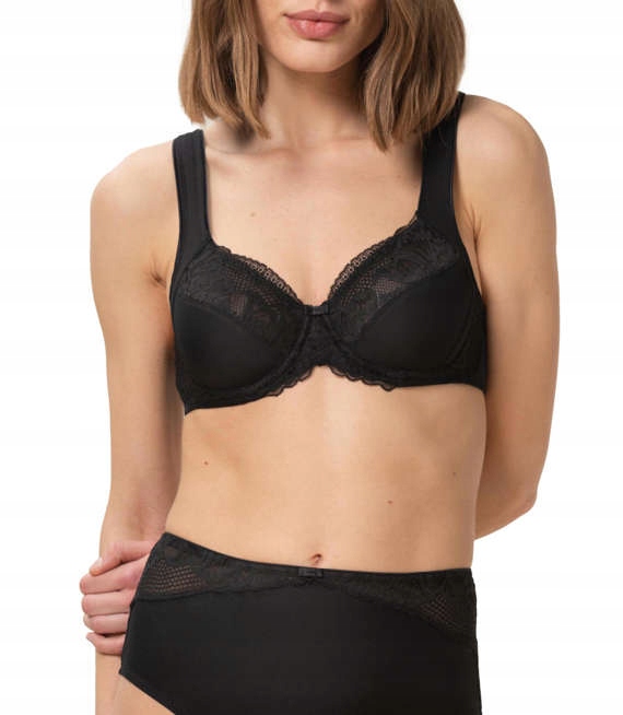 Černá měkká podprsenka Triumph s kosticemi Modern Lace+Cotton W02 80D