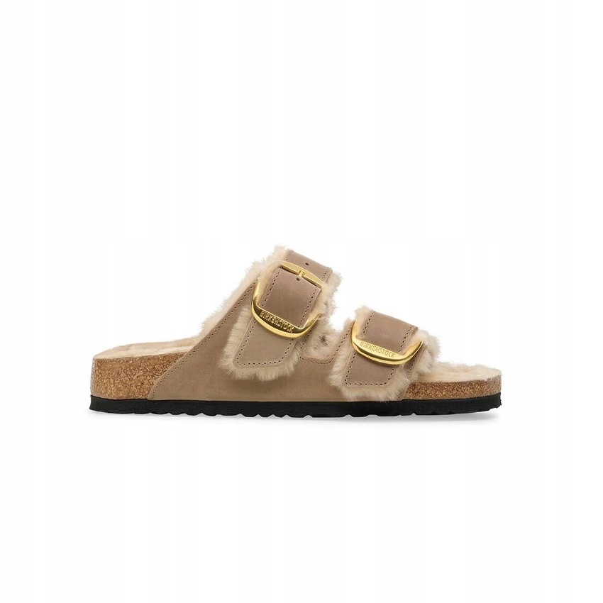 Nazouváky pantofle Birkenstock Arizona Big Buckle Shearling Tabacco Brown 36