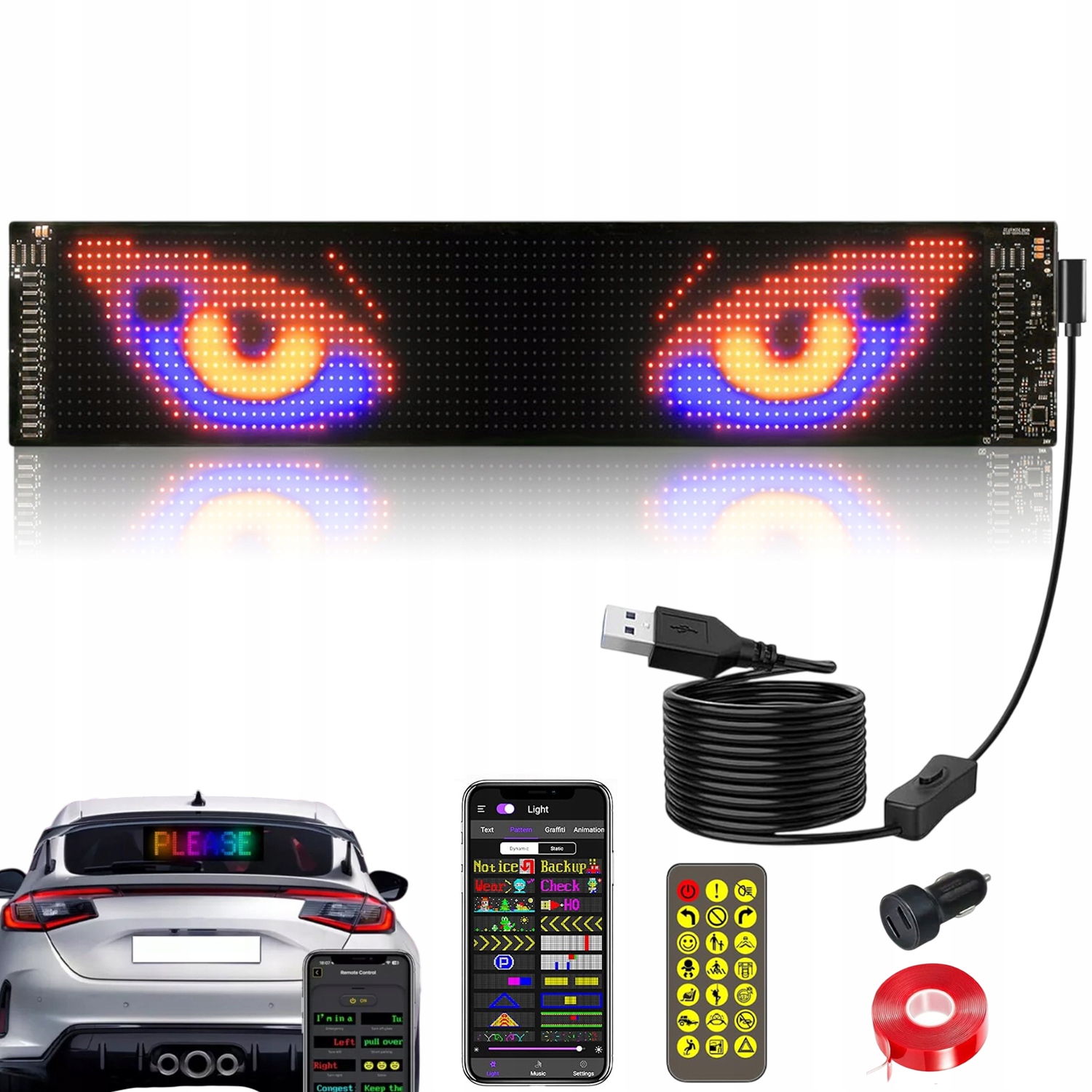 Štítek Neonová Tabule Lampa Auta Dynamický Led Displej Programovatelný