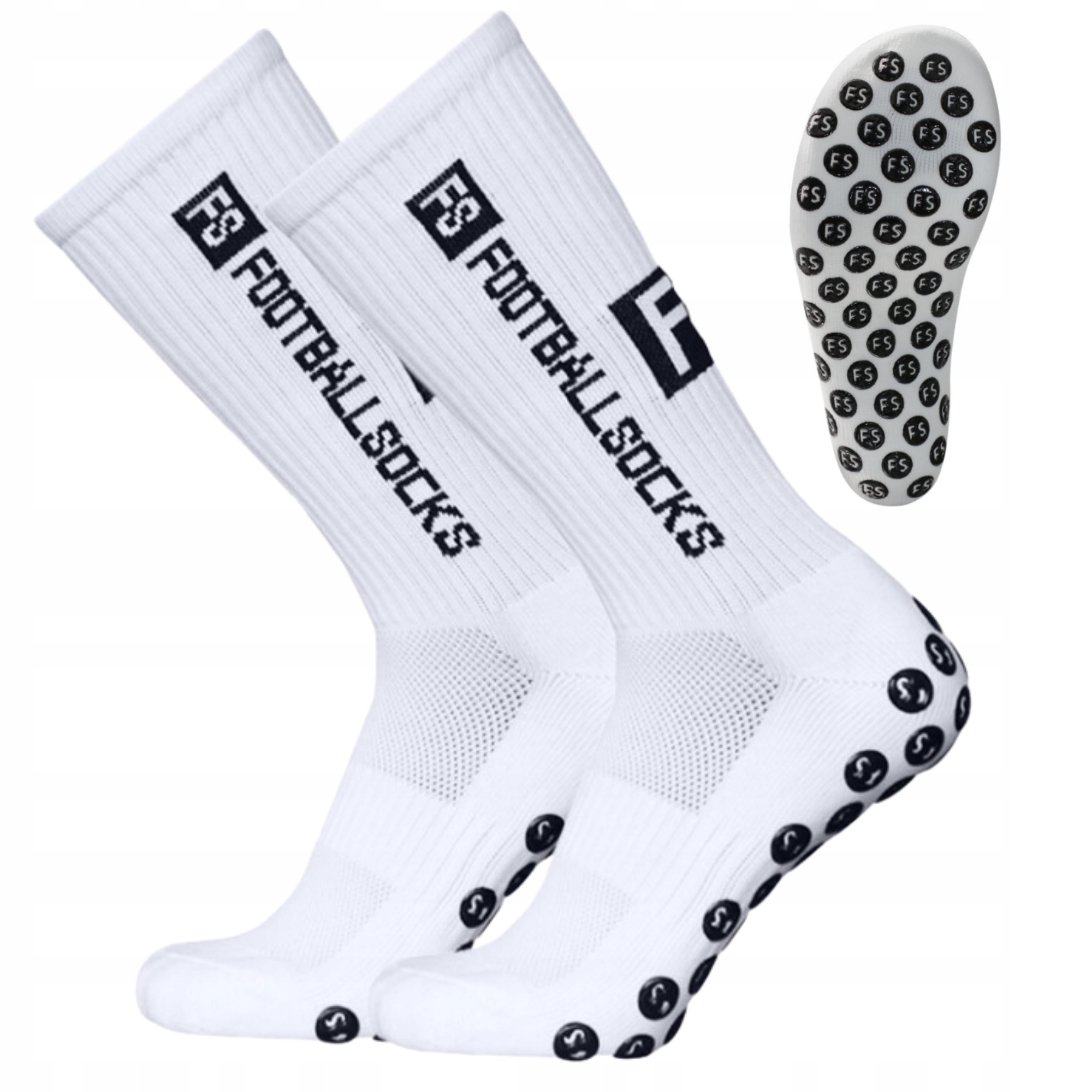 Skarpety Antypoślizgowe Piłkarskie Football Socks Sportowe Getry Białe