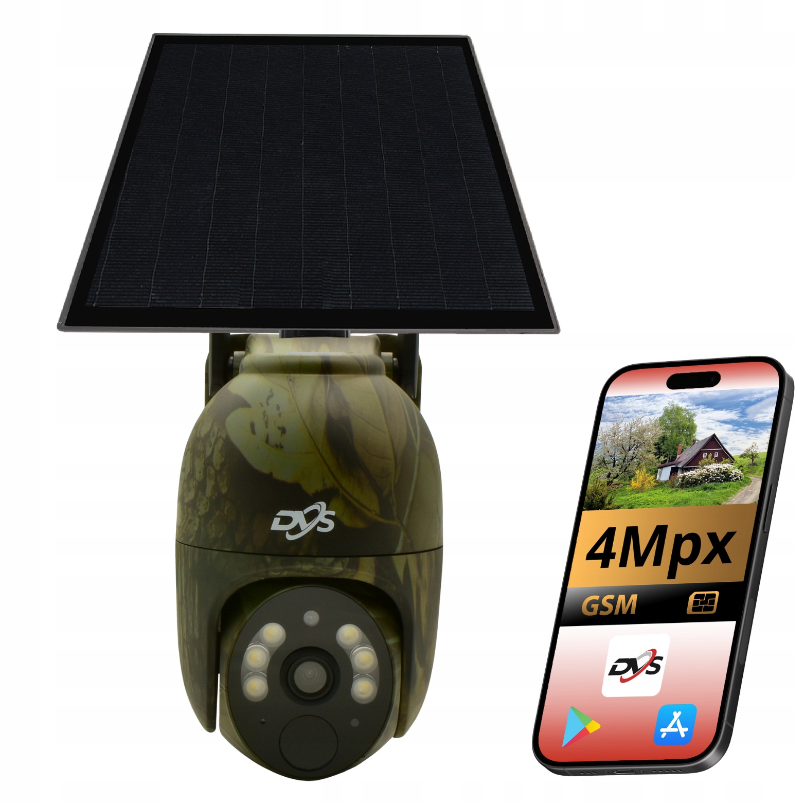 Otočná Kamera Na Sim S Solárnym Panelom A 4MPX Batériou Dvs, Aplikácia Pir