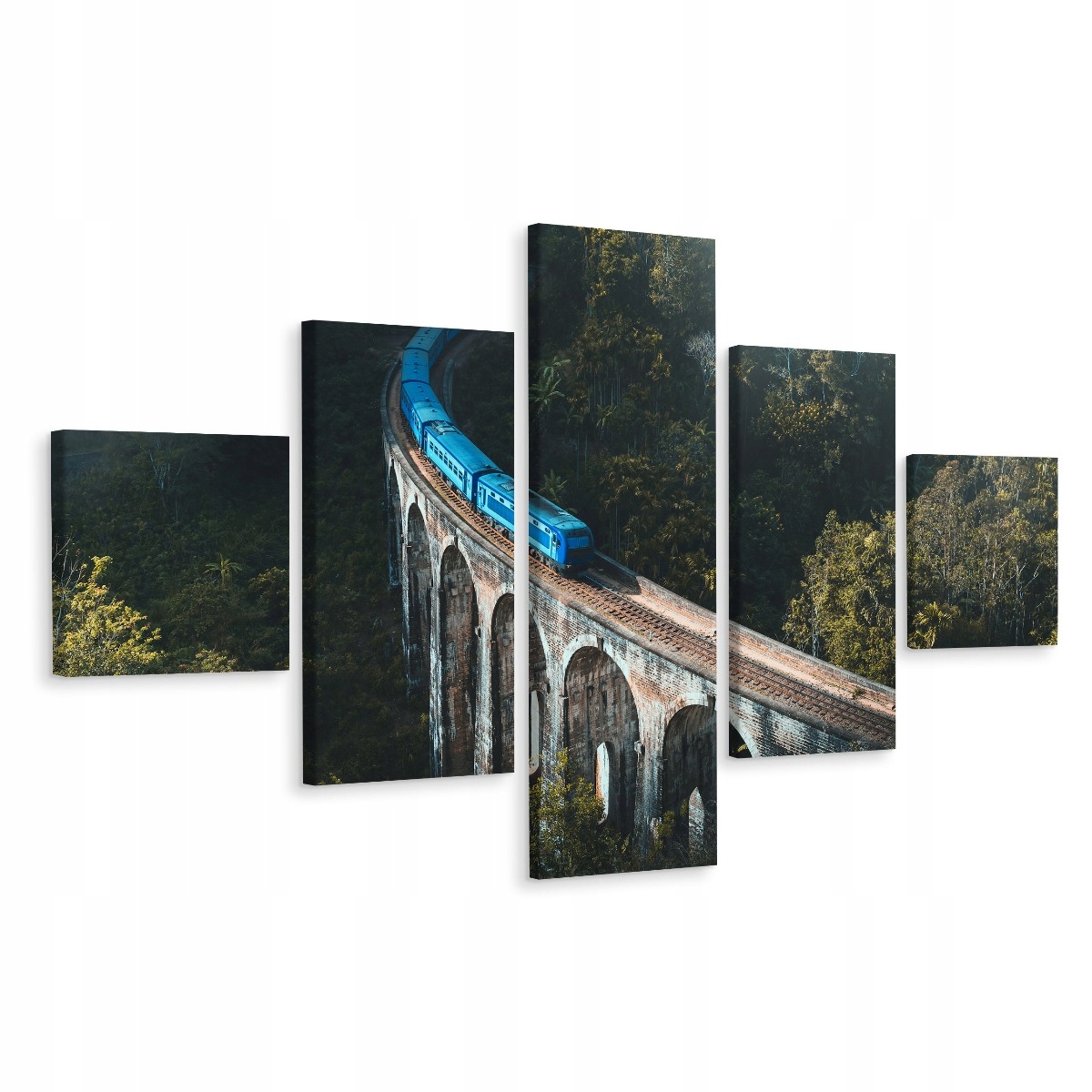 Obraz Poliptyk Pociąg Most Las Pejzaż 3D 250x150