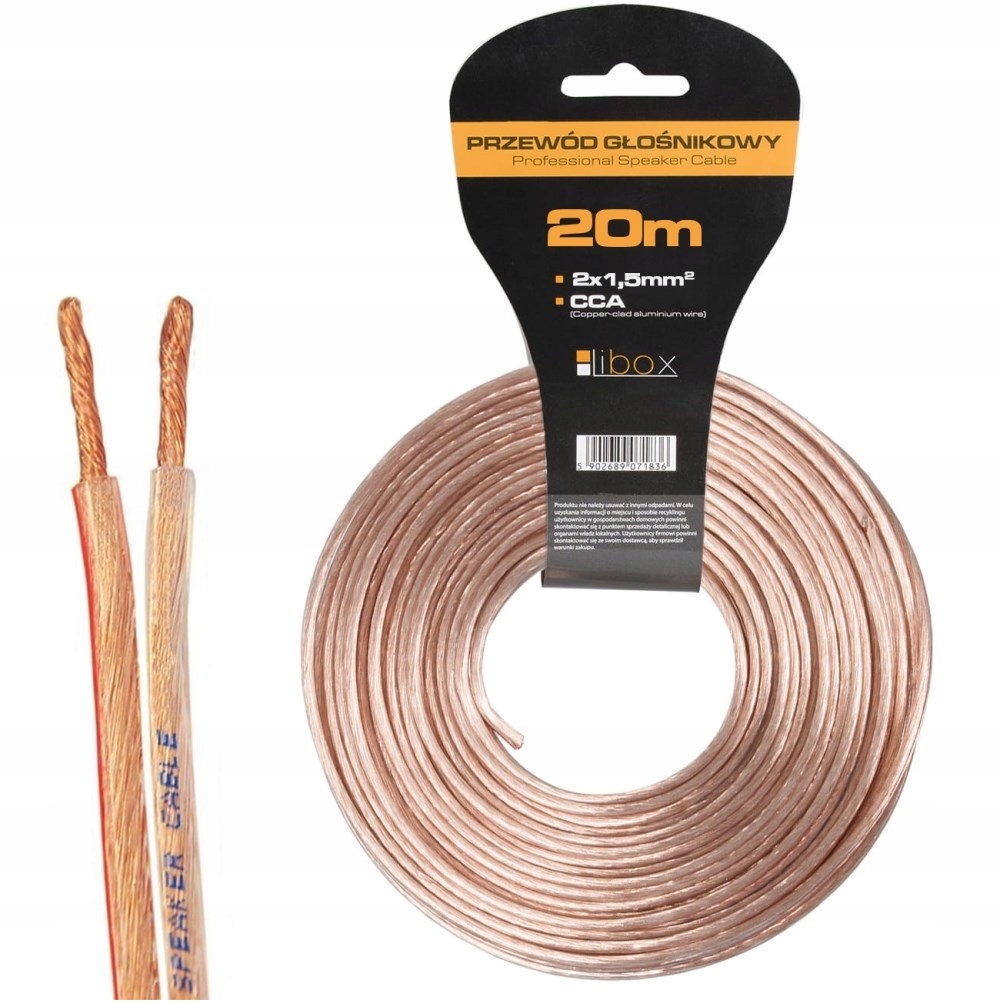 

Kabel głośnikowy Libox 2x1.5 LB0008-20 20m Cca Cu