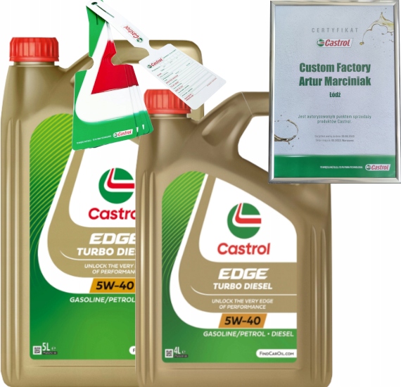 CASTROL EDGE TURBO DIESEL 5W40 9L RN0700 RN0710 VW 505 00 + ZAWIESZKA