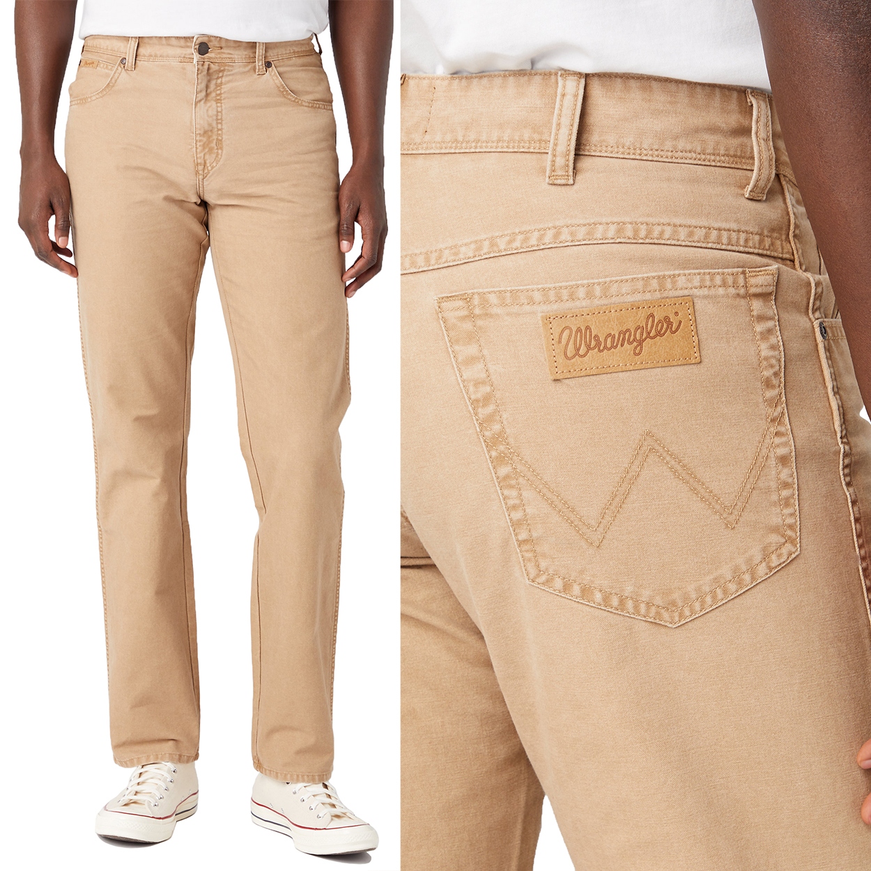 Wrangler Texas Tigers Eye Béžové Látkové Kalhoty Bez Streče W32 L34