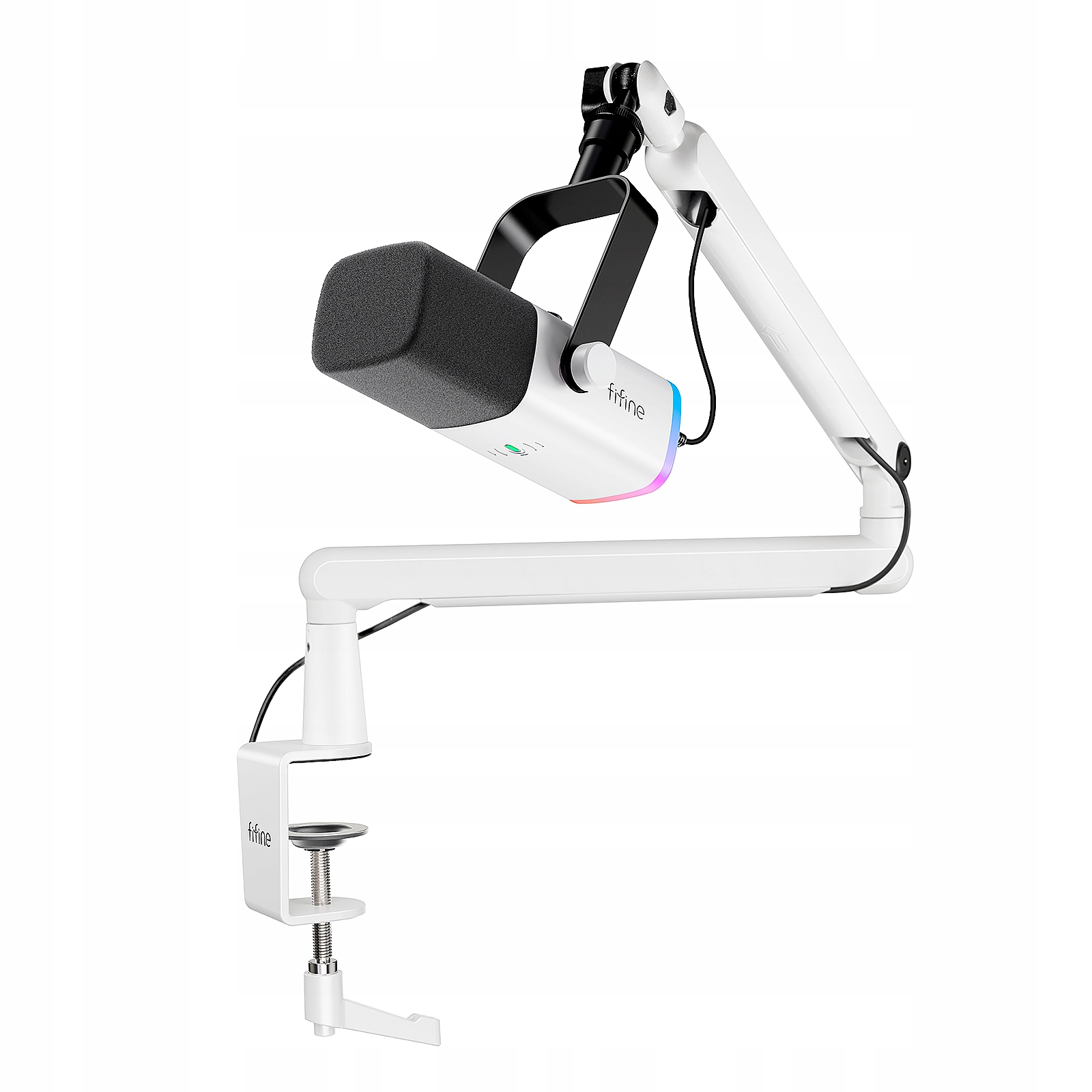 Dynamický štúdiový mikrofón Fifine TAM8W Xlr/usb so statívom biely