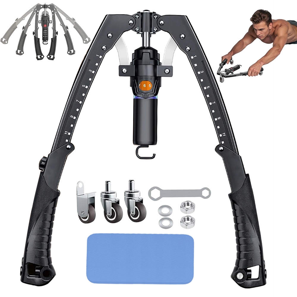 Hydraulický posilovač hrudníku 3v1 10-200 kg s kolečkem