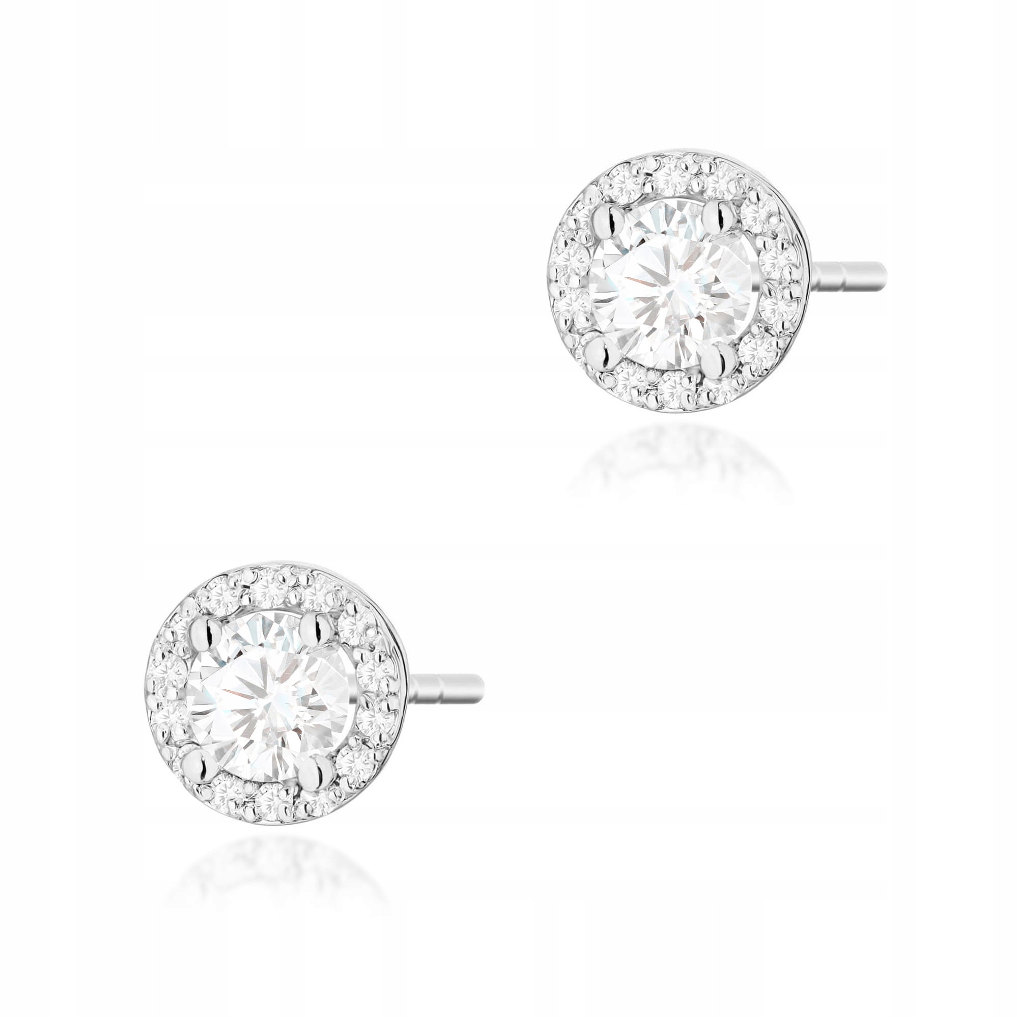 Náušnice kulaté zlaté 585 diamanty na tyči bílé zlato s diamanty 1,6 g