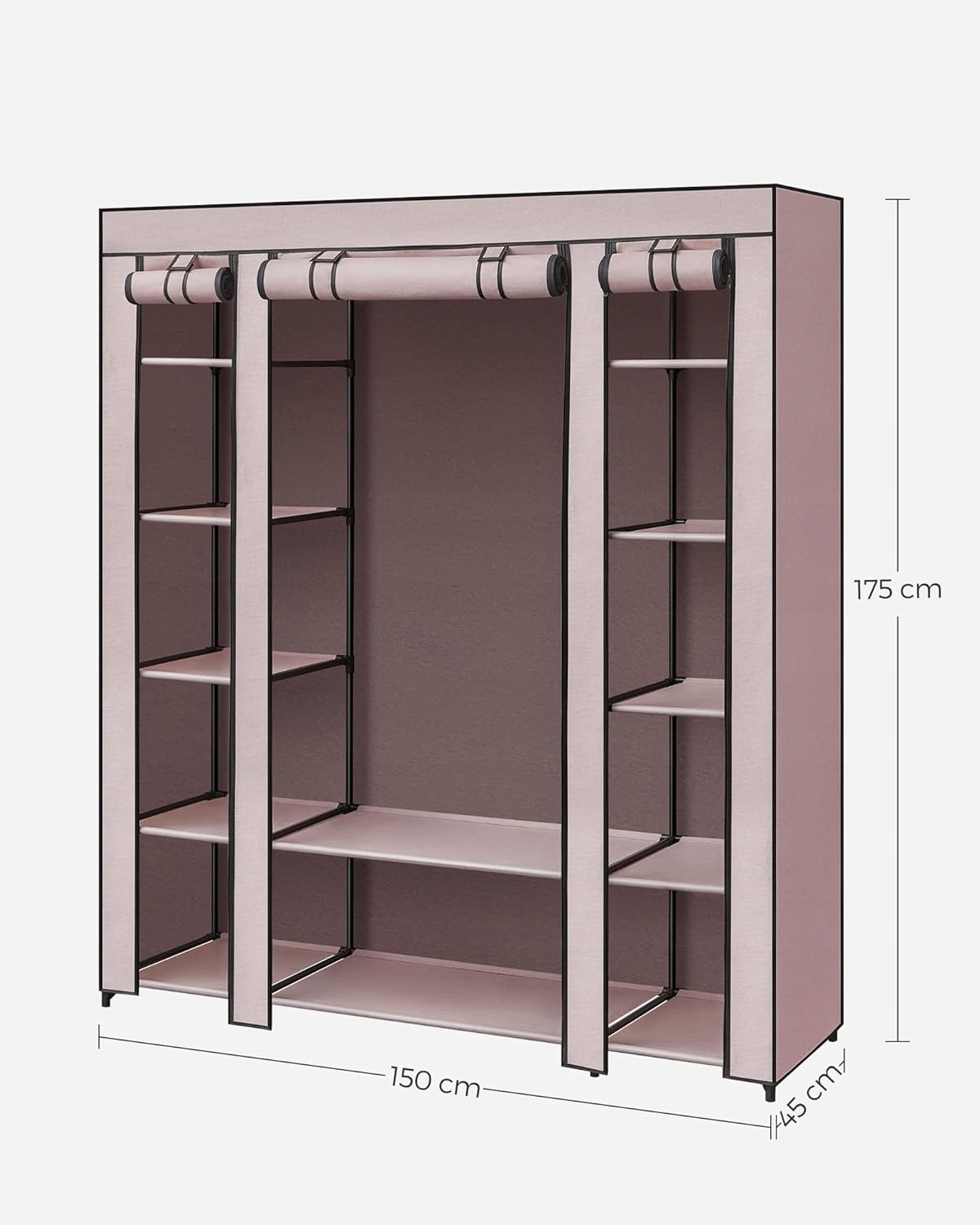 SZAFA NA UBRANIA Z DRĄŻKIEM 150x45x175 DO SYPIALNI GARDEROBY POKROWIEC Typ pokrowiec