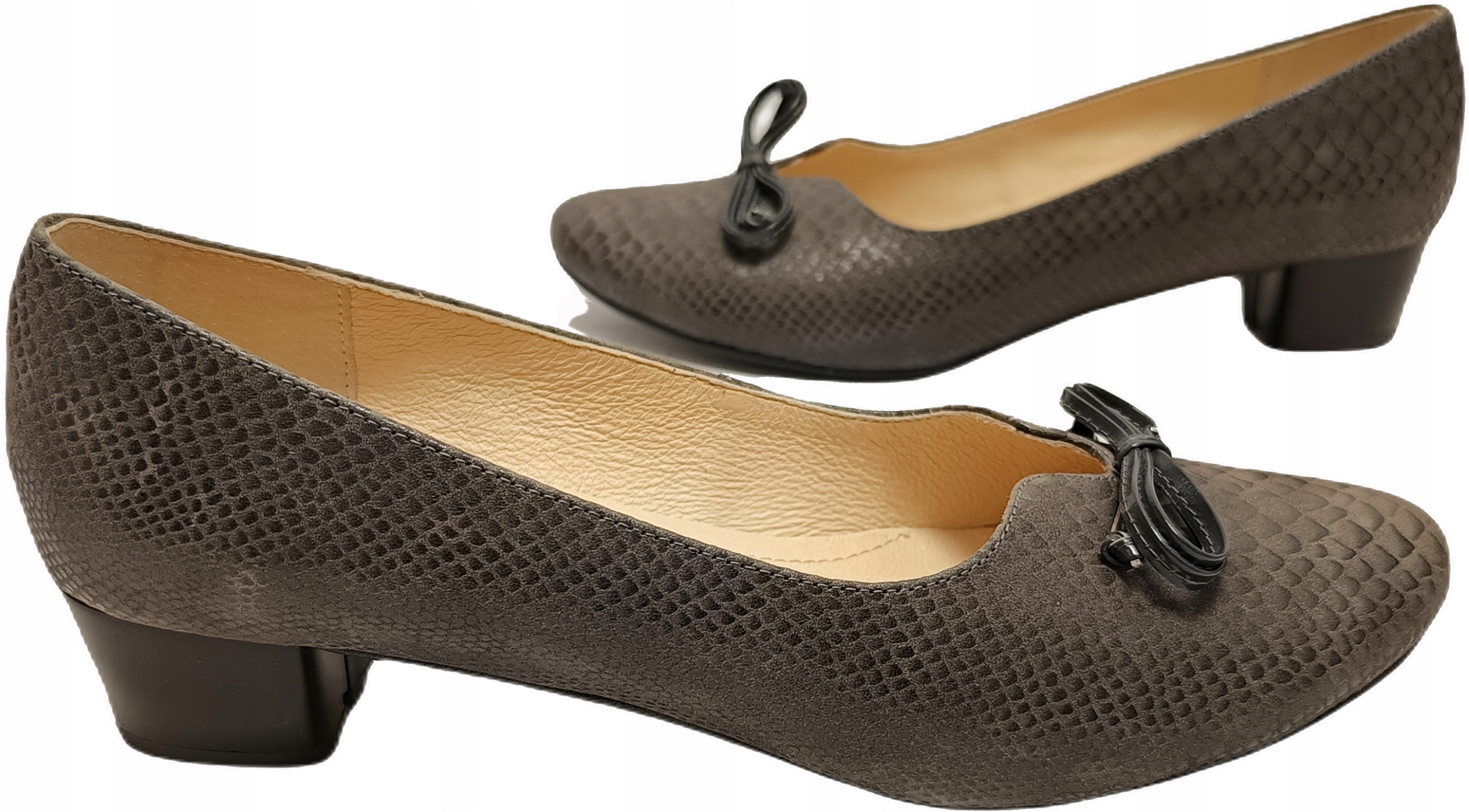 Kožené lodičky Vanessa 969 šedé salamander r37