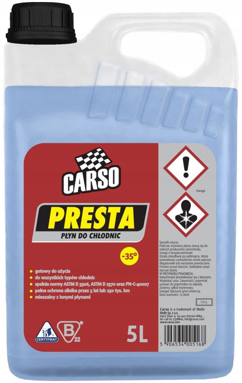 CARSO PRESTA PŁYN DO CHŁODNIC NIEBIESKI -35C 5L