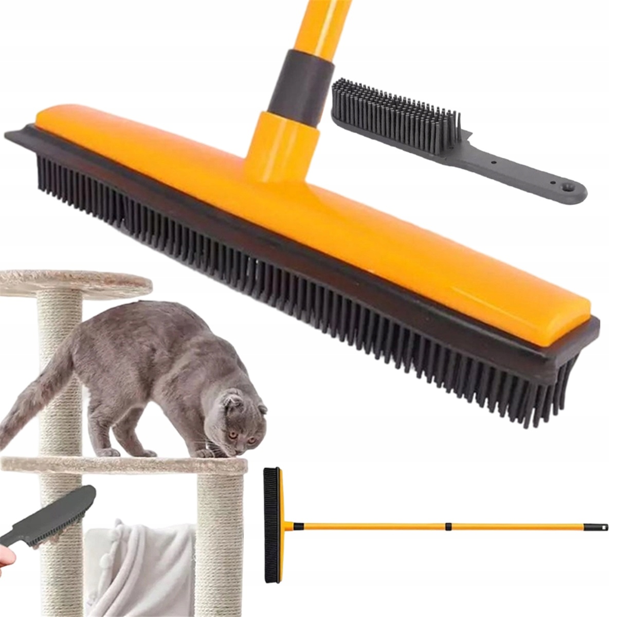 70-122 CM Žlutý Gumový Kartáč S Elektrostatikou Pro Mytí Chlupů A Prachu