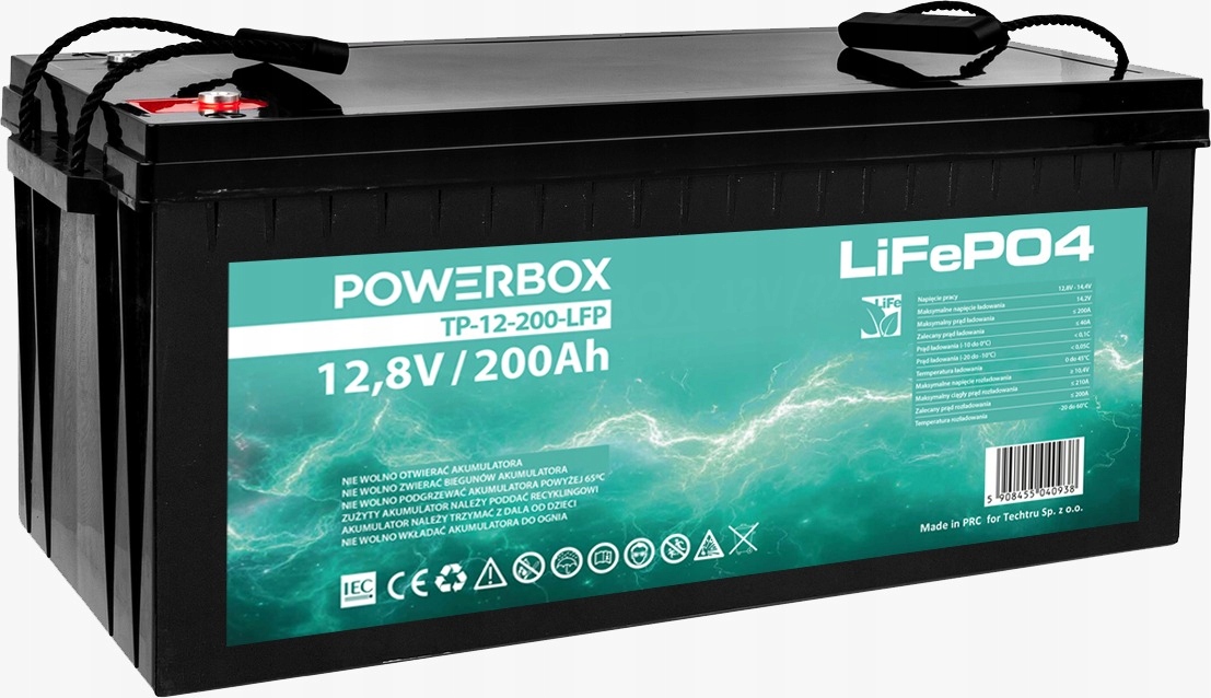 Akumulator LiFePO4 12V 200Ah Bms Ups Solar Kamper Łódź Lepszy niż Agm Gel