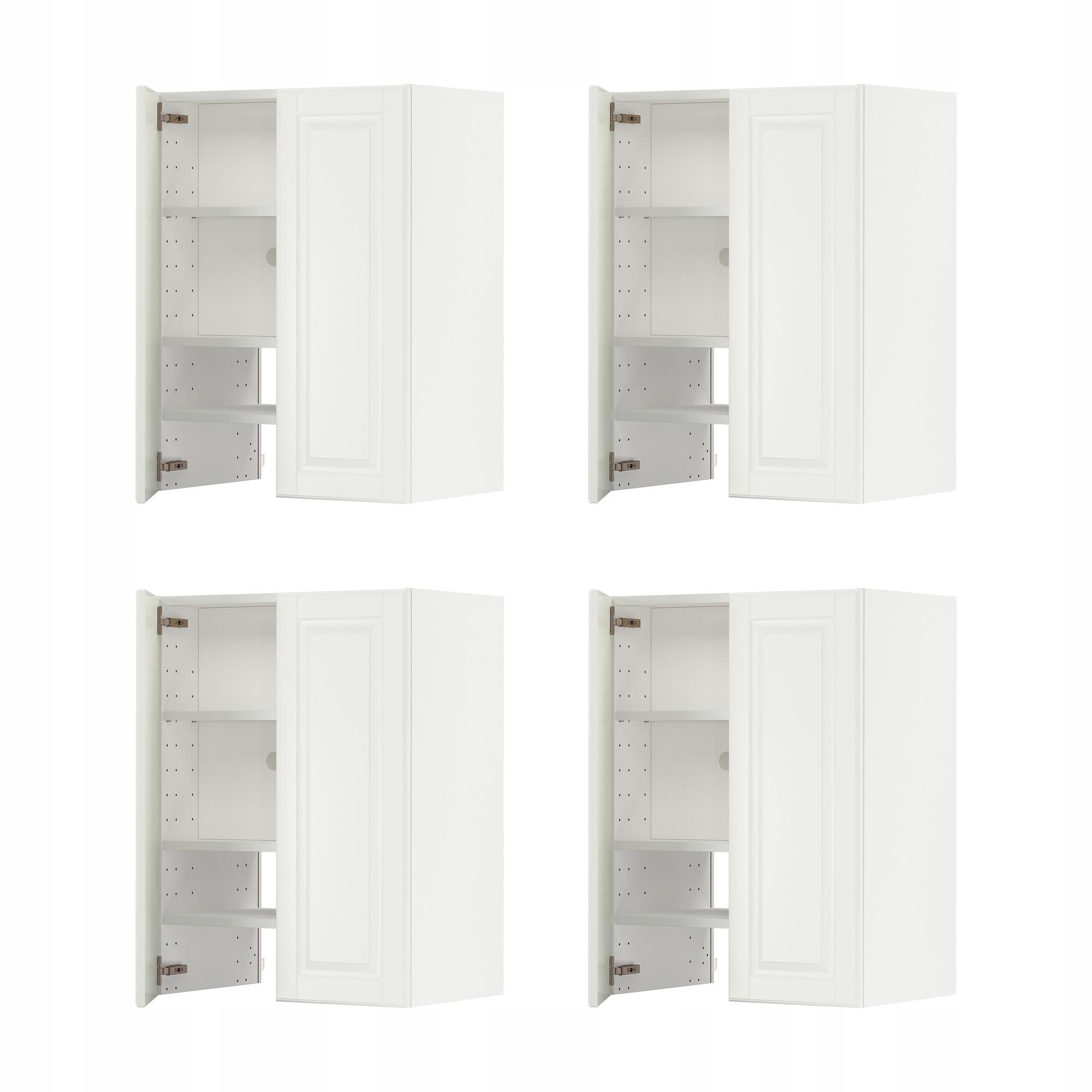 4 szt. Szafka Okapowa 60x80 cm Biała/Kremowa z Półką i Drzwiczkami