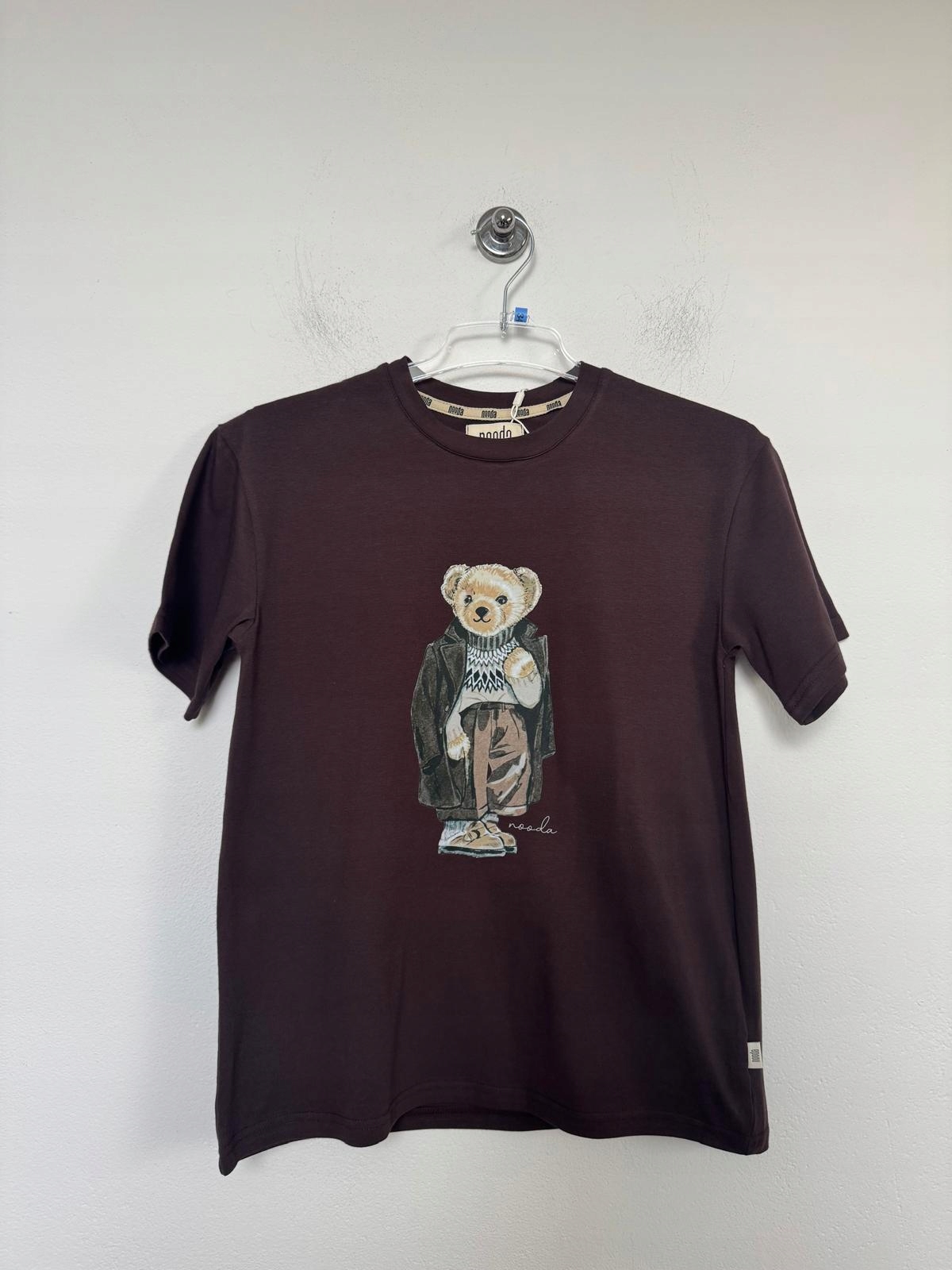 Nooda Brązowy T-shirt z Misiem – Polski Producent – Rozmiar 36