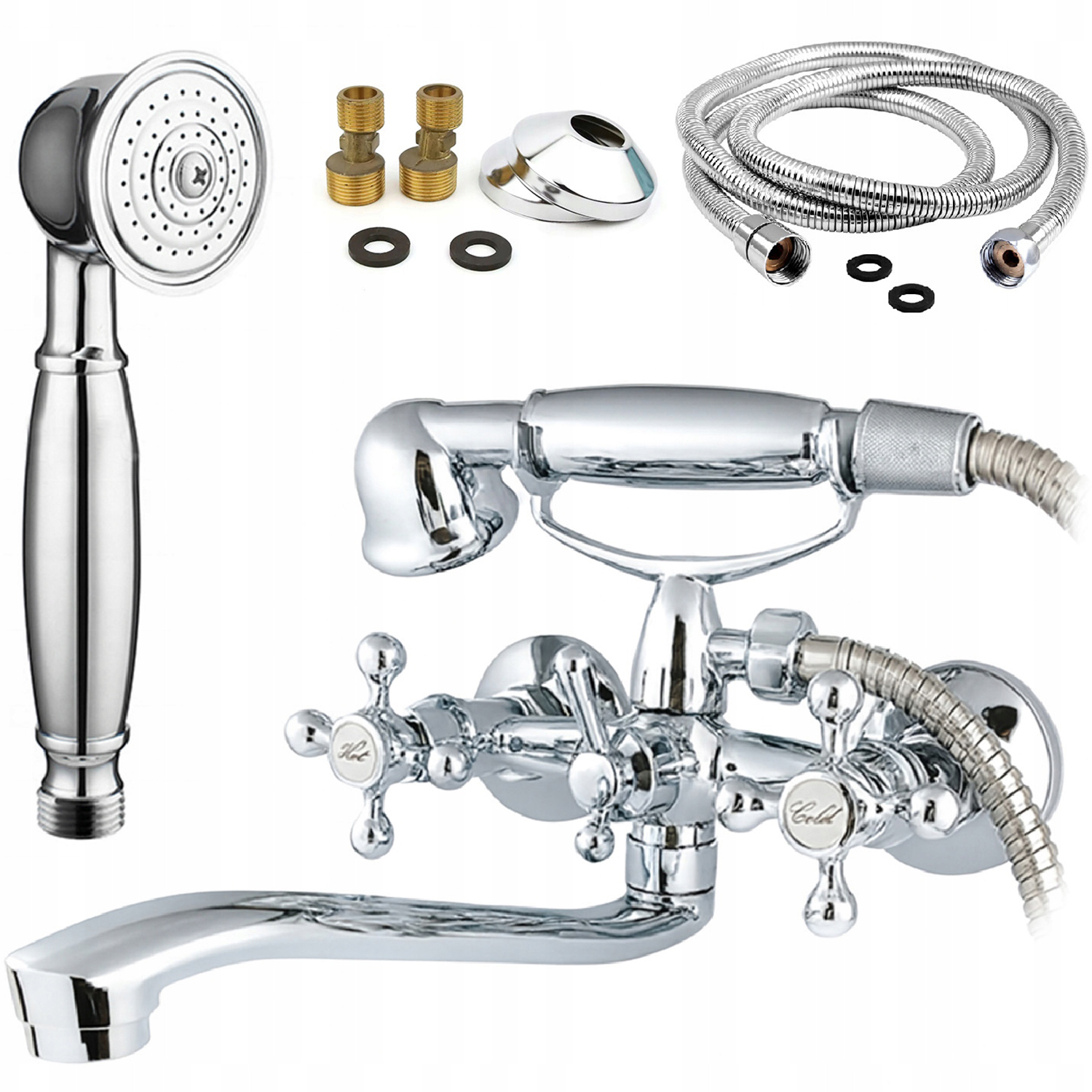 Baterie Retro Stěnová Baterie Do Sprchové Vaničky Komplet Chromovaná