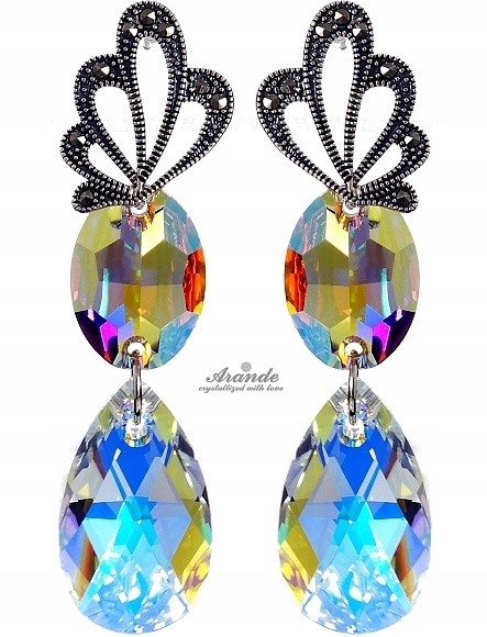 Krystaly Special Náušnice Aurora Neon Adore Stříbro