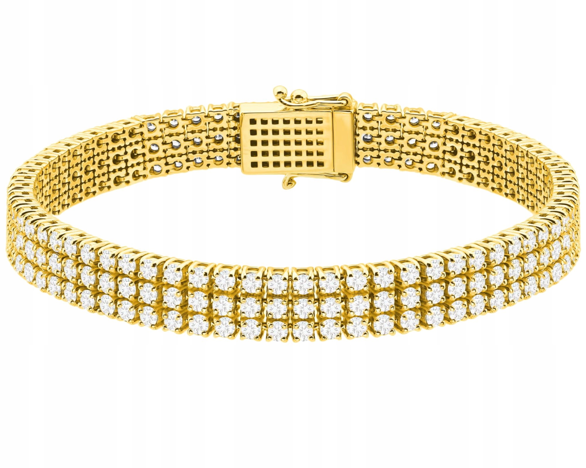 Široký Náramek S Laboratorními Diamanty, Efekt, Zlato 585